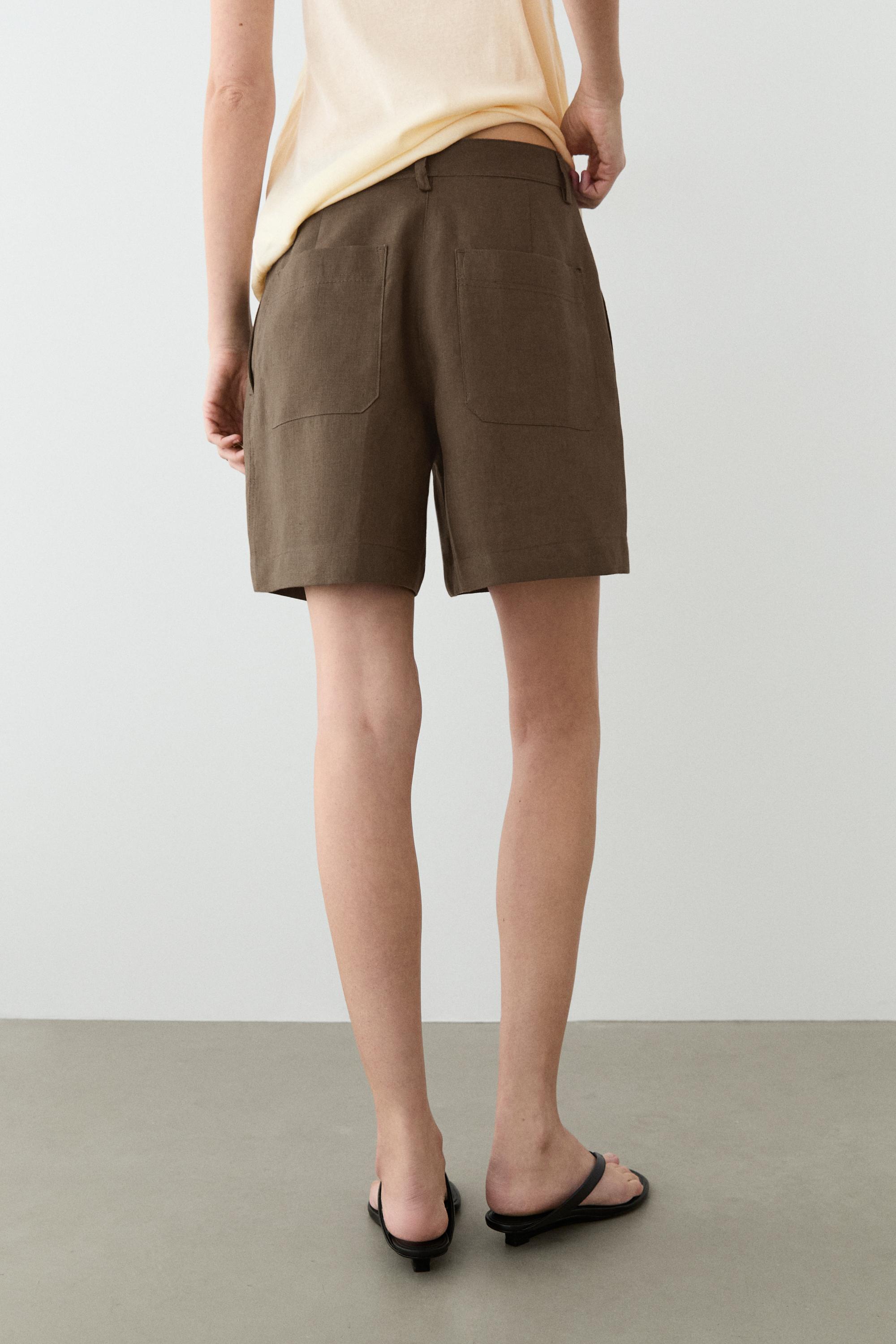 Pleated 100% linen shorts — MOSS