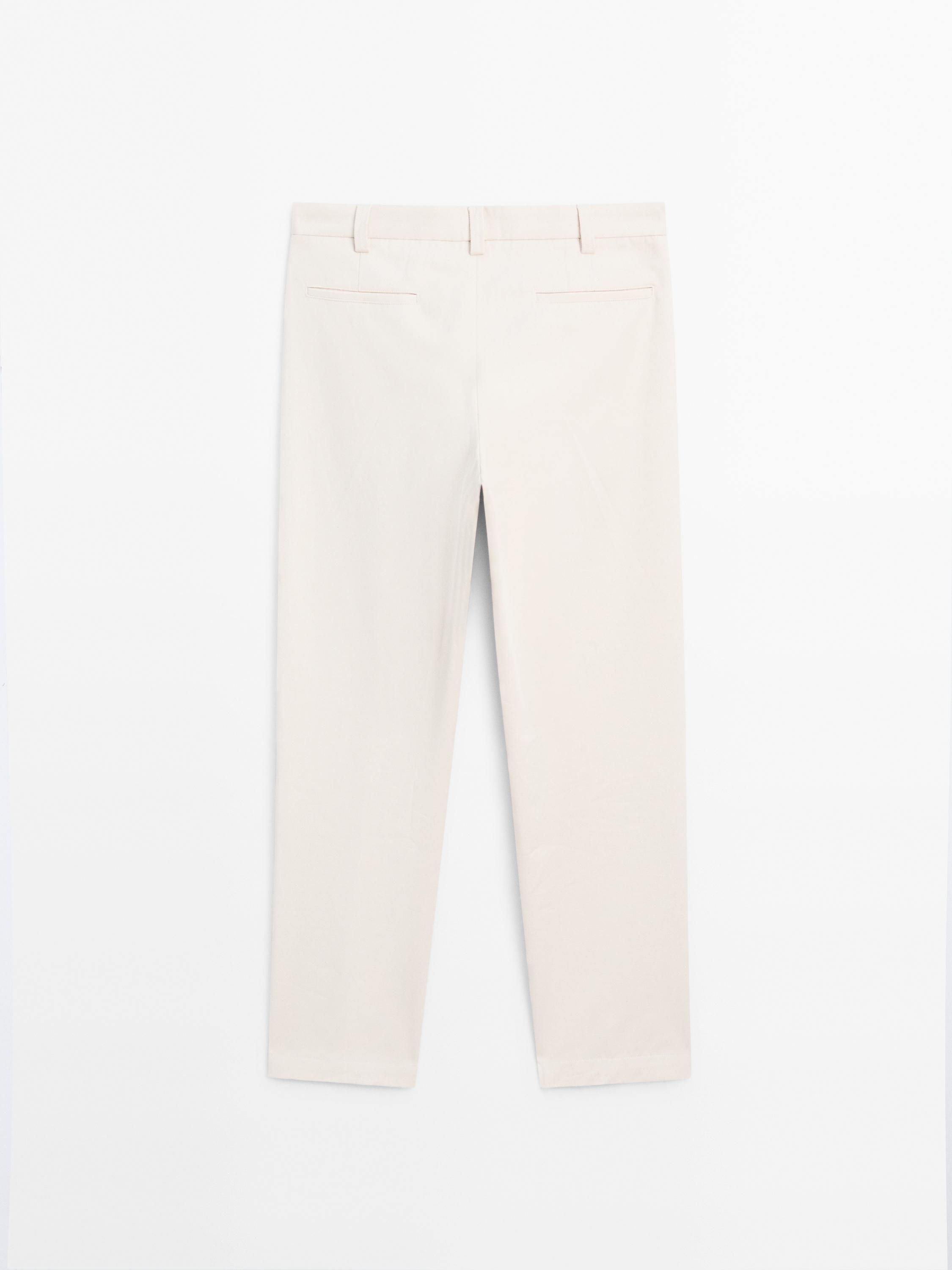 100% cotton straight-leg trousers