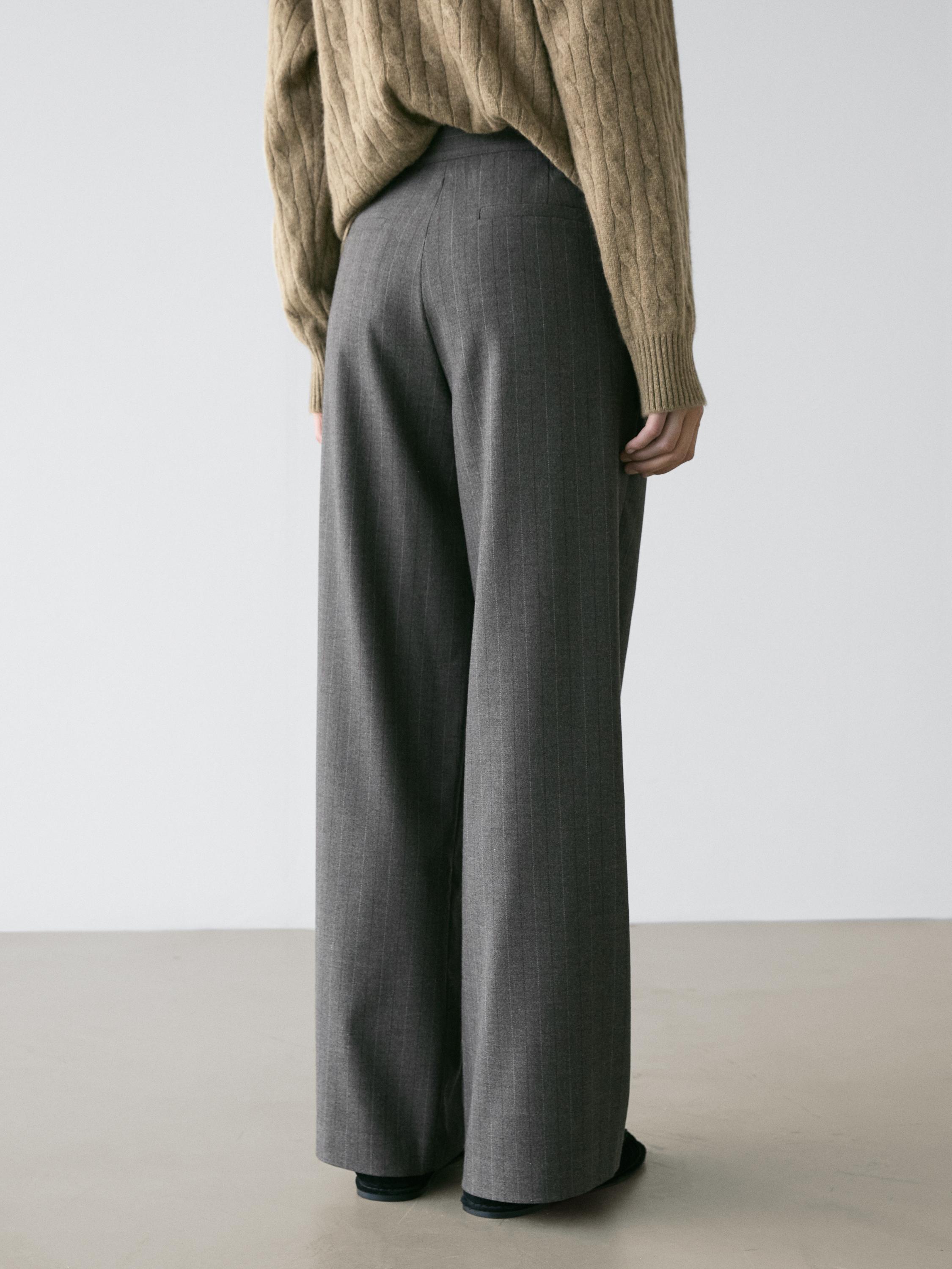Darted pinstripe trousers — CHARCOAL