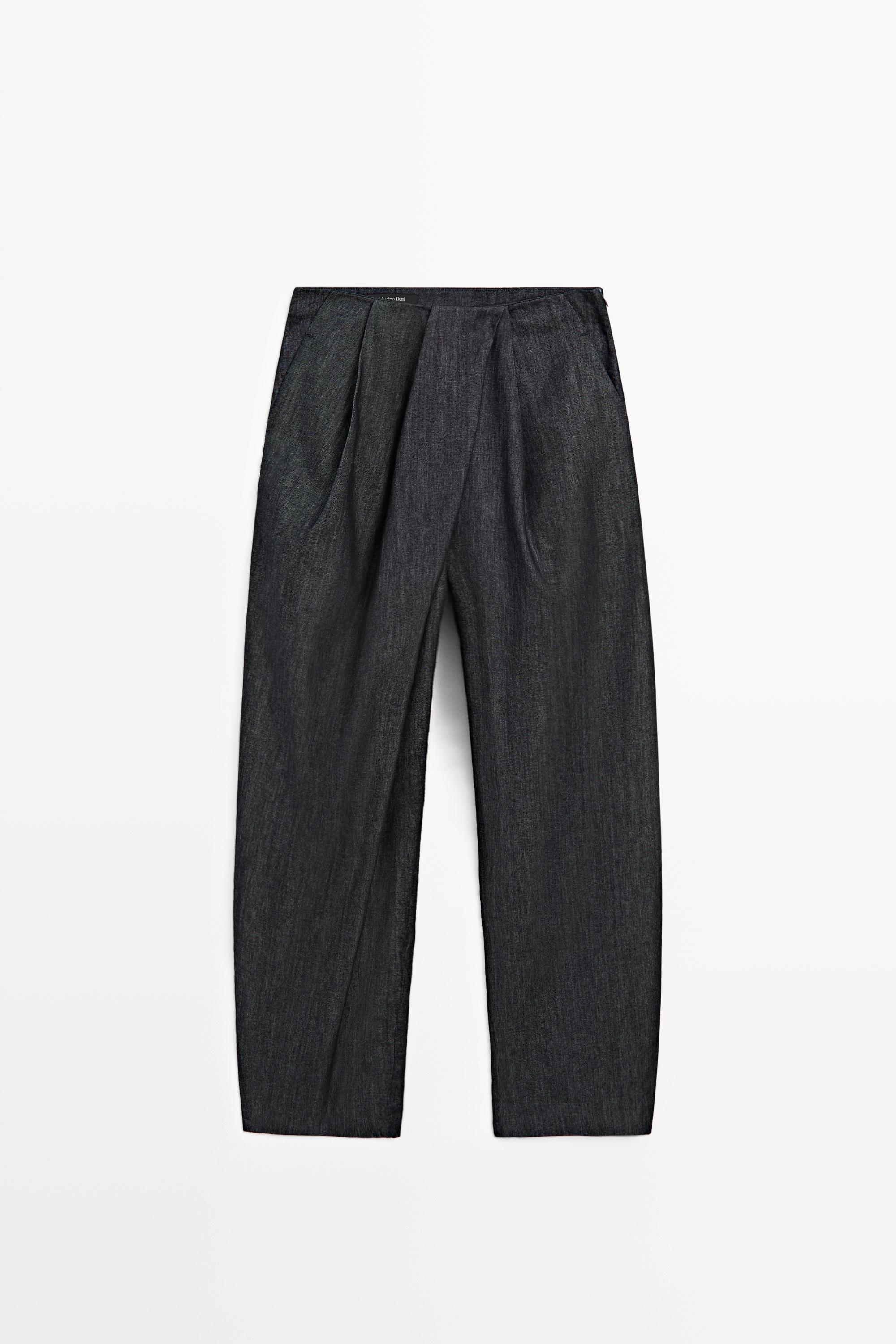 High-waist pants with crossover detail