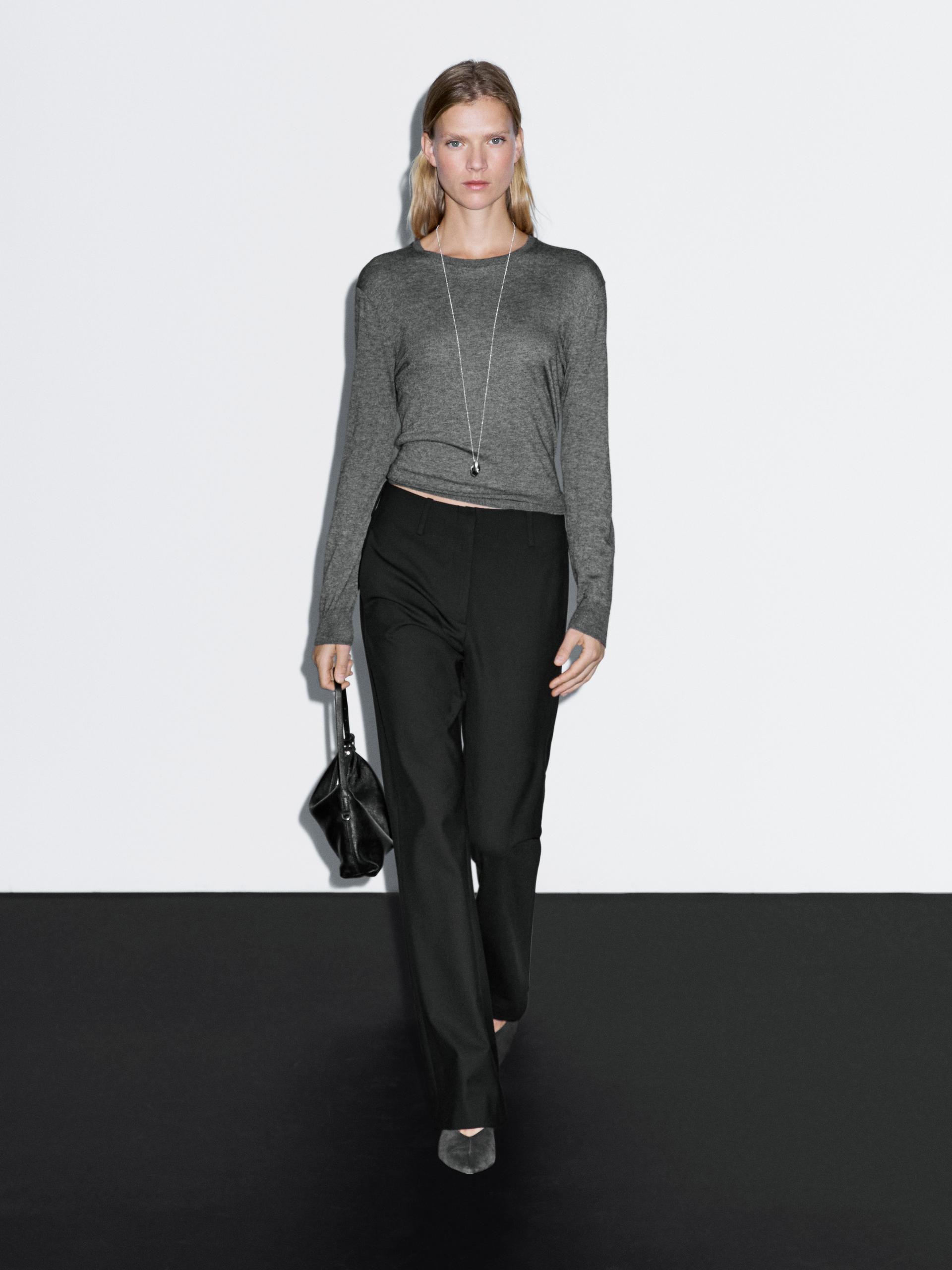 Pantalón Flare Fit - Negro - 42 - Massimo Dutti - Mujer
