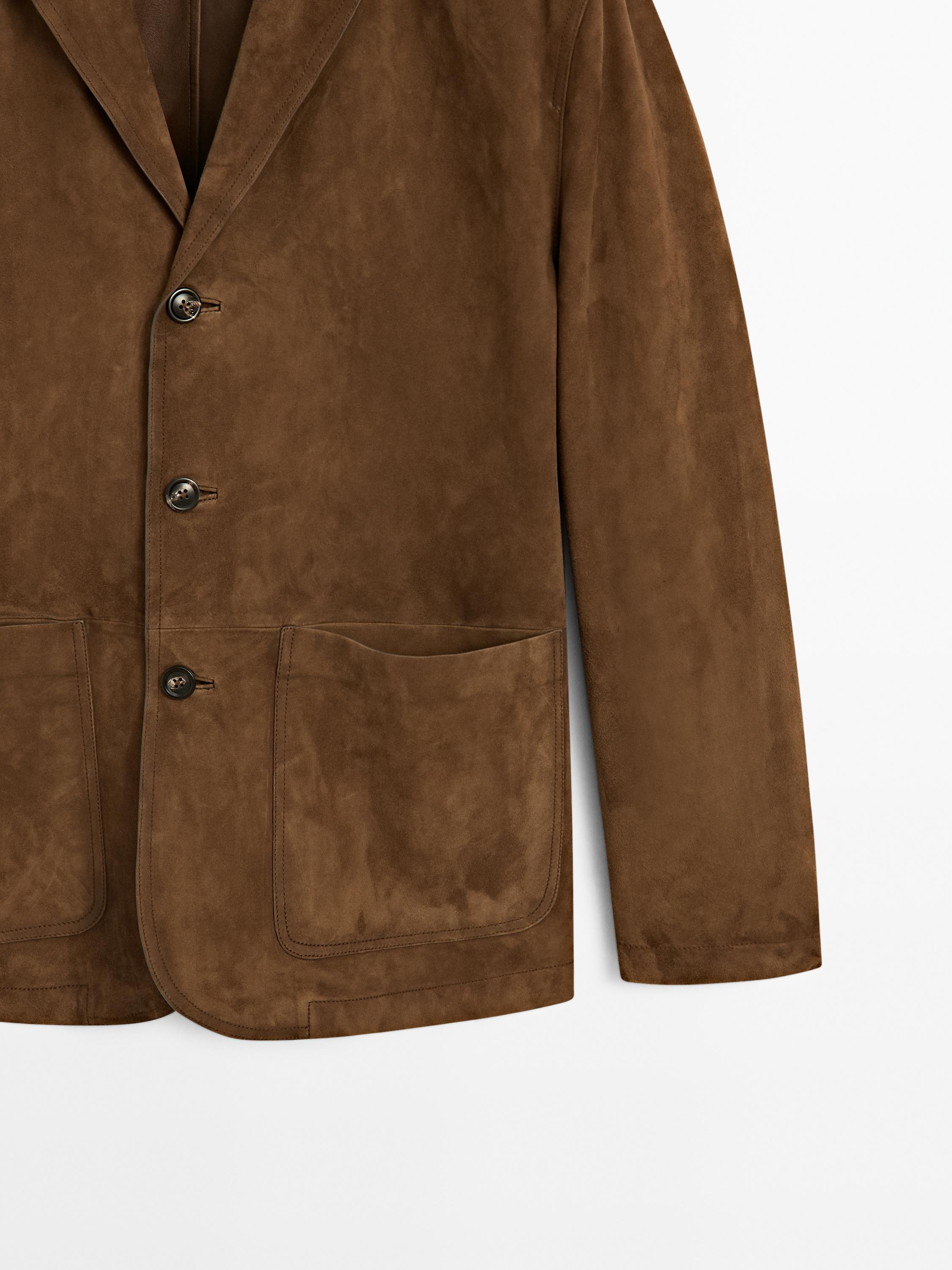 Sako z semišovej kože so štepovaním