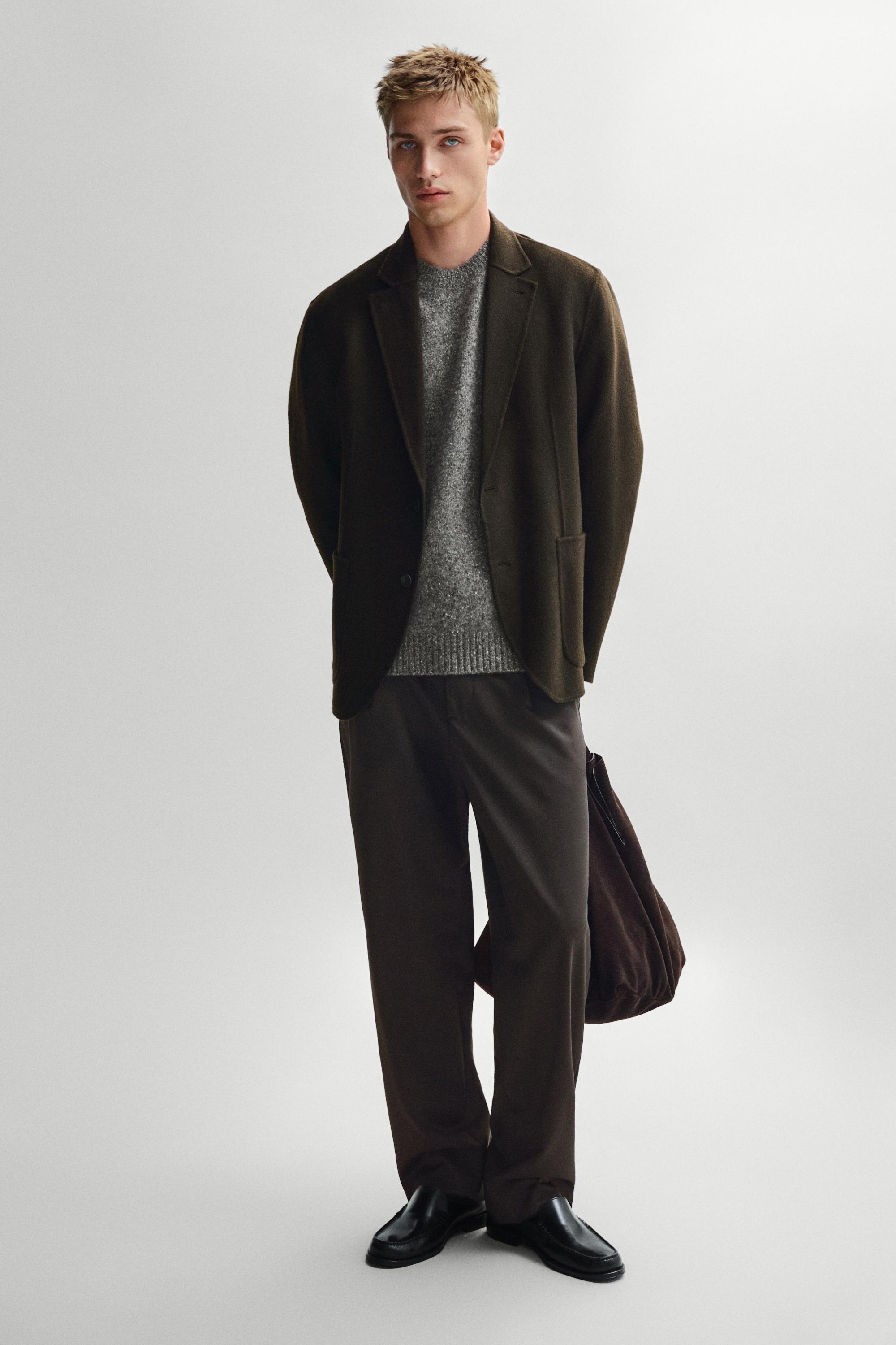 Double-layer wool blend blazer — Chocolate