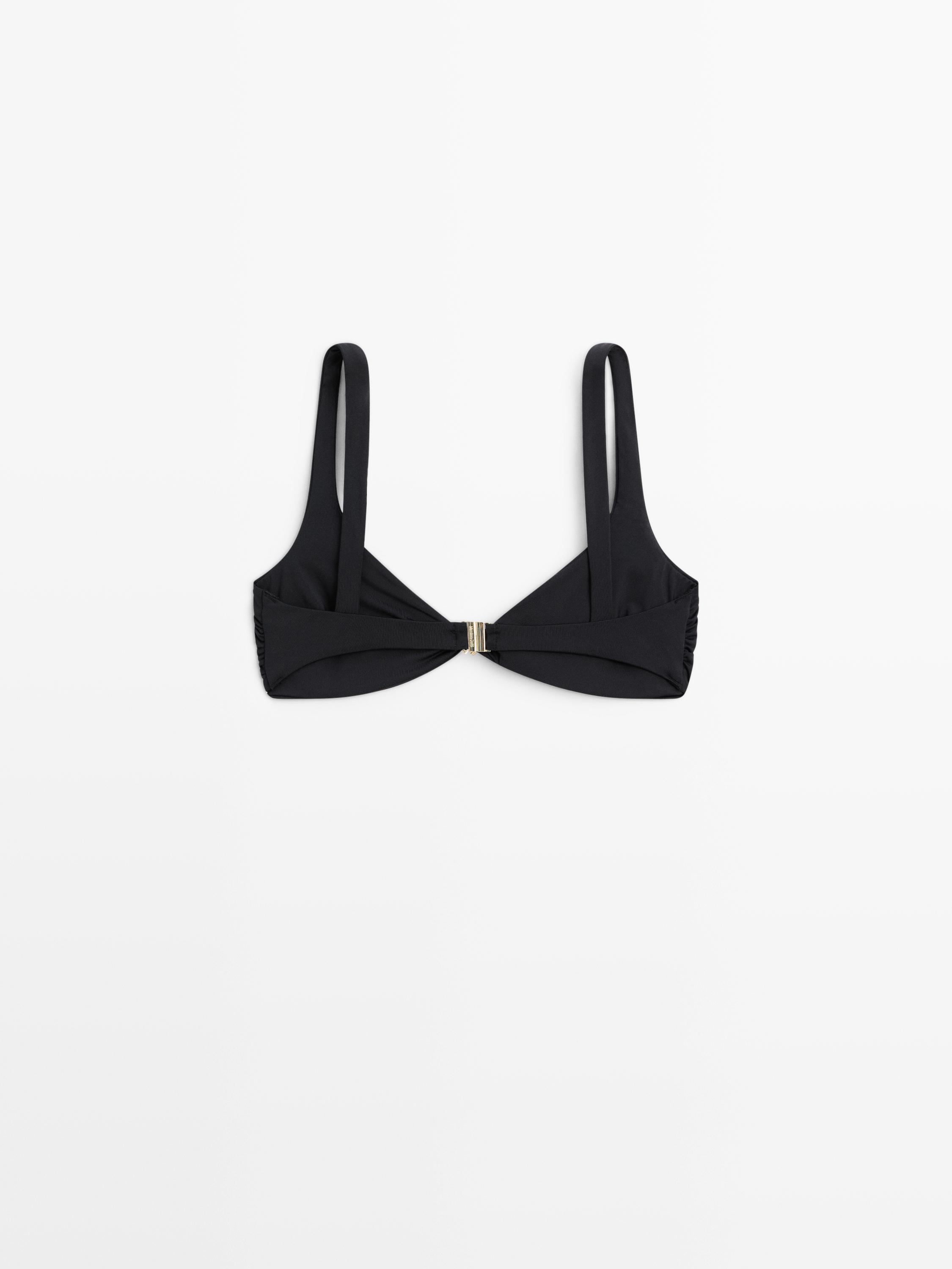 Bikini top with rhinestone detail — BLACK
