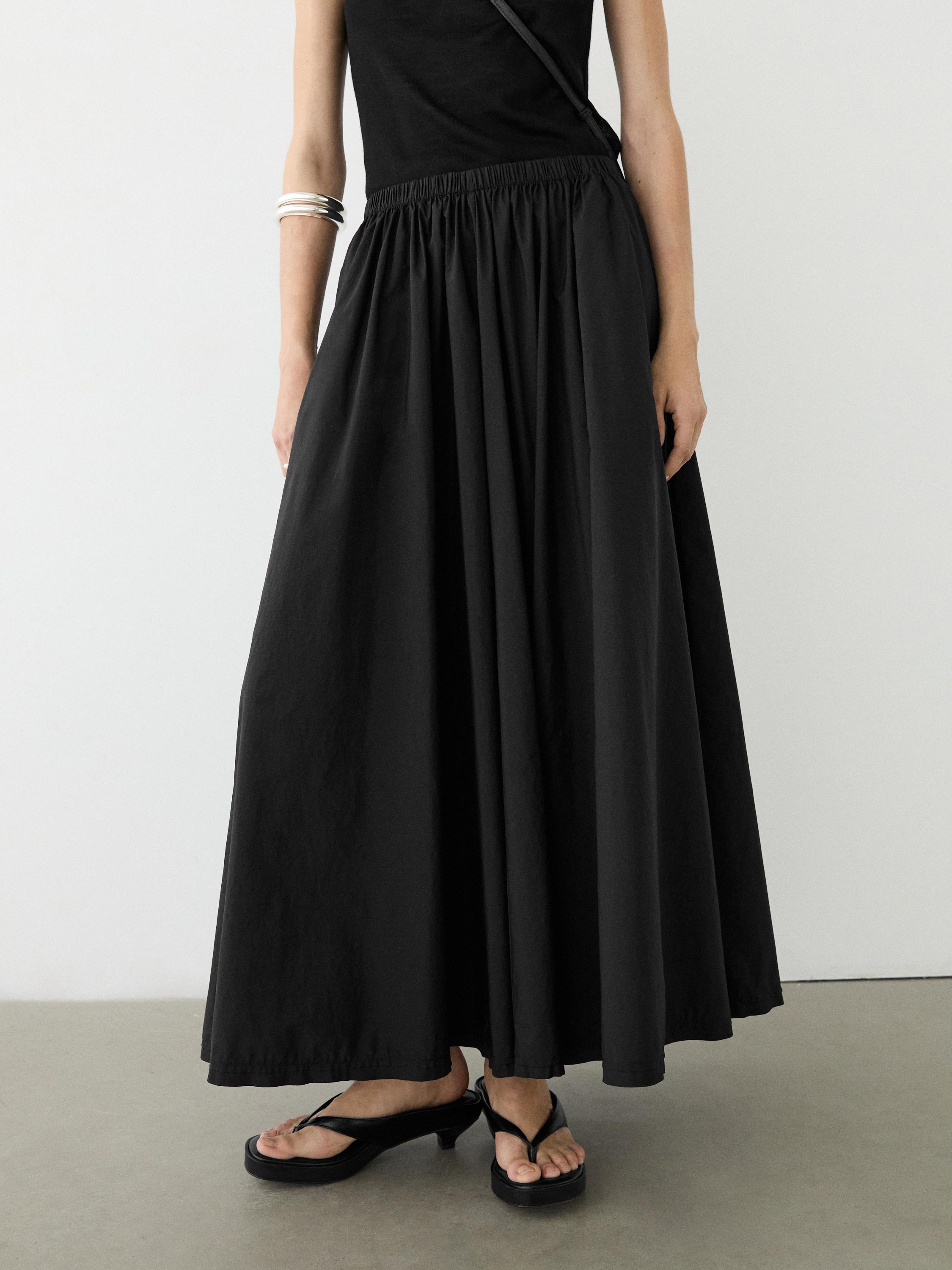 Technical fabric midi skirt — BLACK