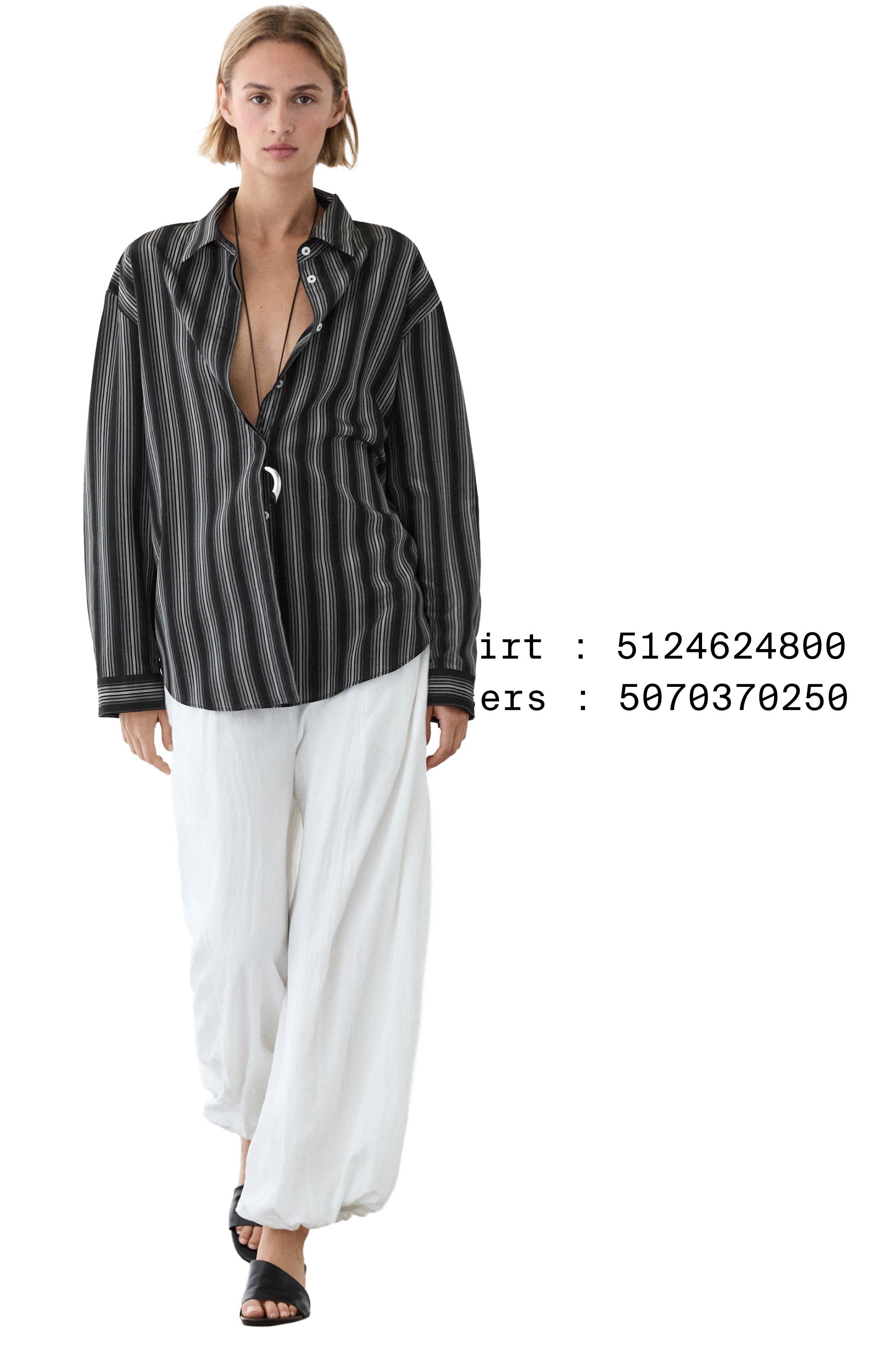 Flowing shirt with striped detailing — BLACK