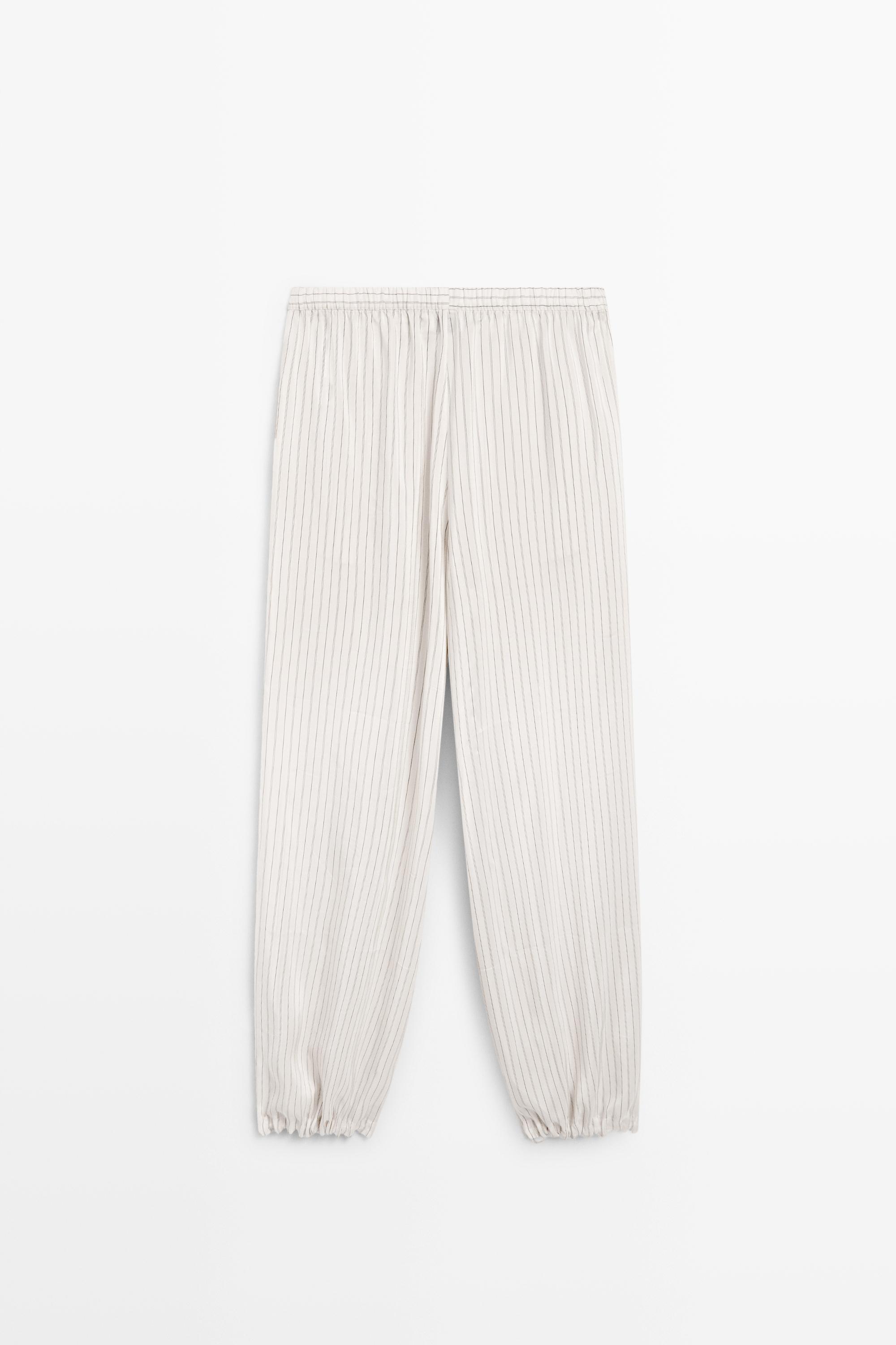Striped flowing drop crotch pants - STUDIO — CREAM