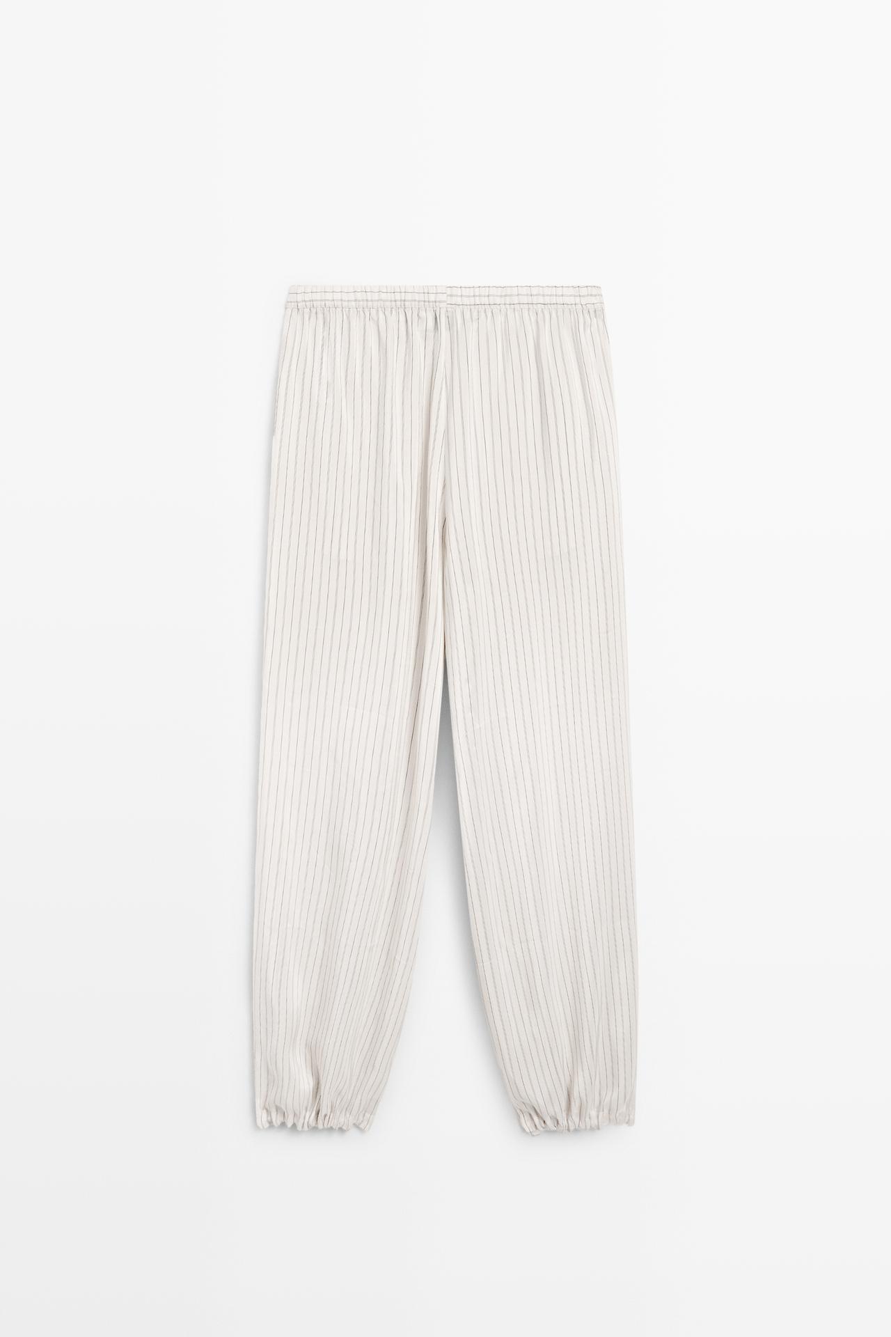 Striped flowing drop crotch pants - STUDIO — CREAM