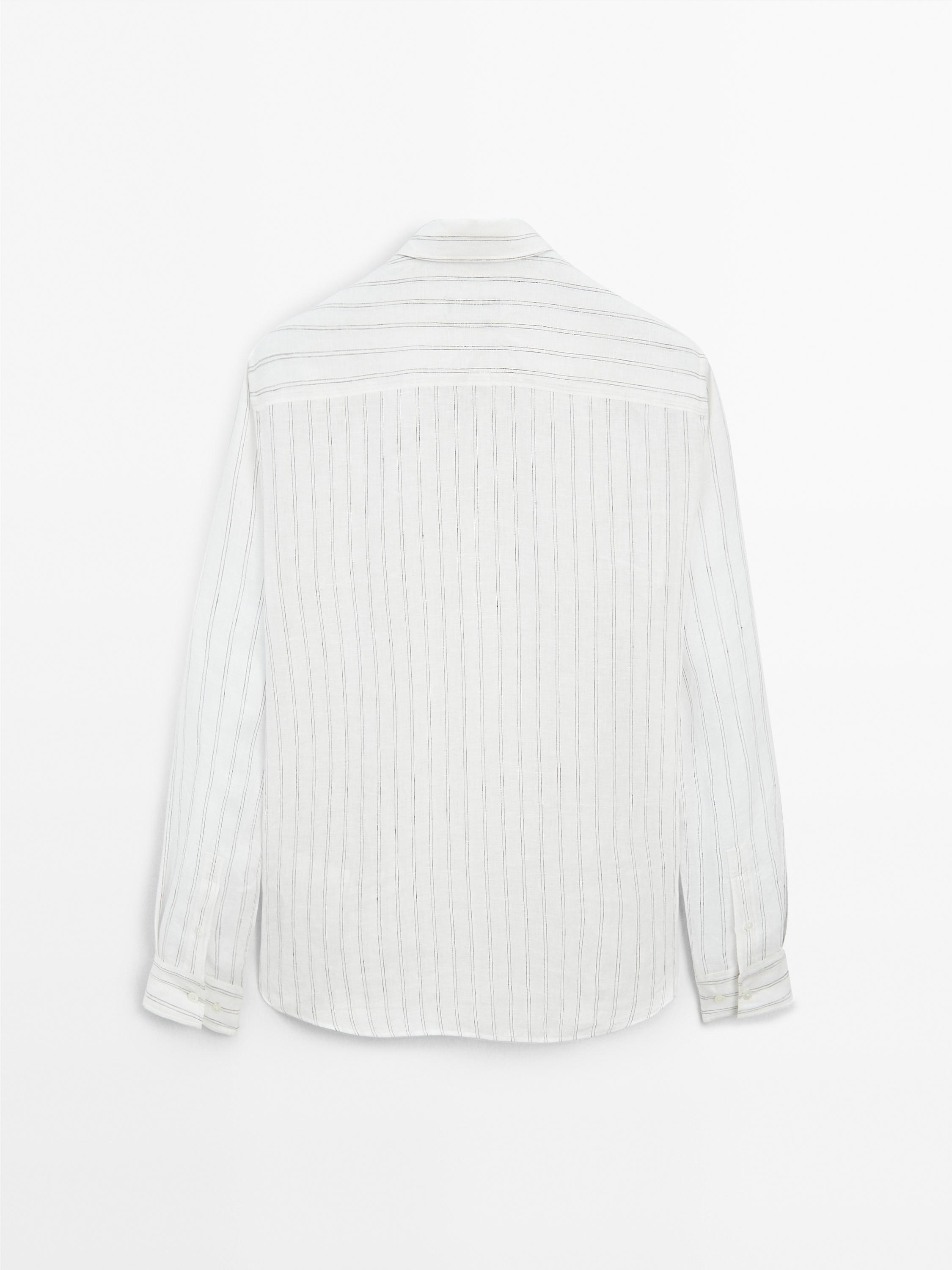 Camicia a righe regular fit in lino