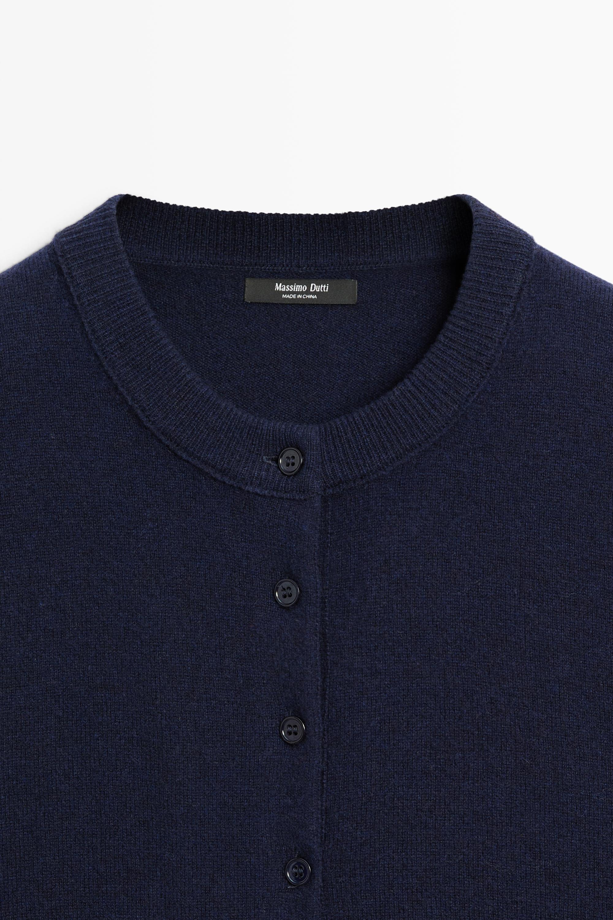 Knit cardigan with button detail — NAVY BLUE