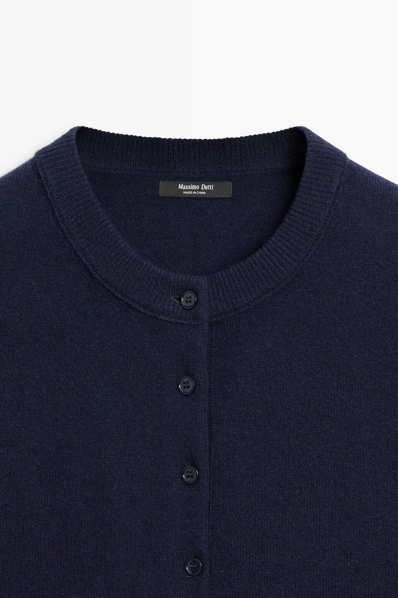 Knit cardigan with button detail — NAVY BLUE