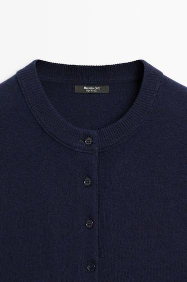 Knit cardigan with button detail — NAVY BLUE 9