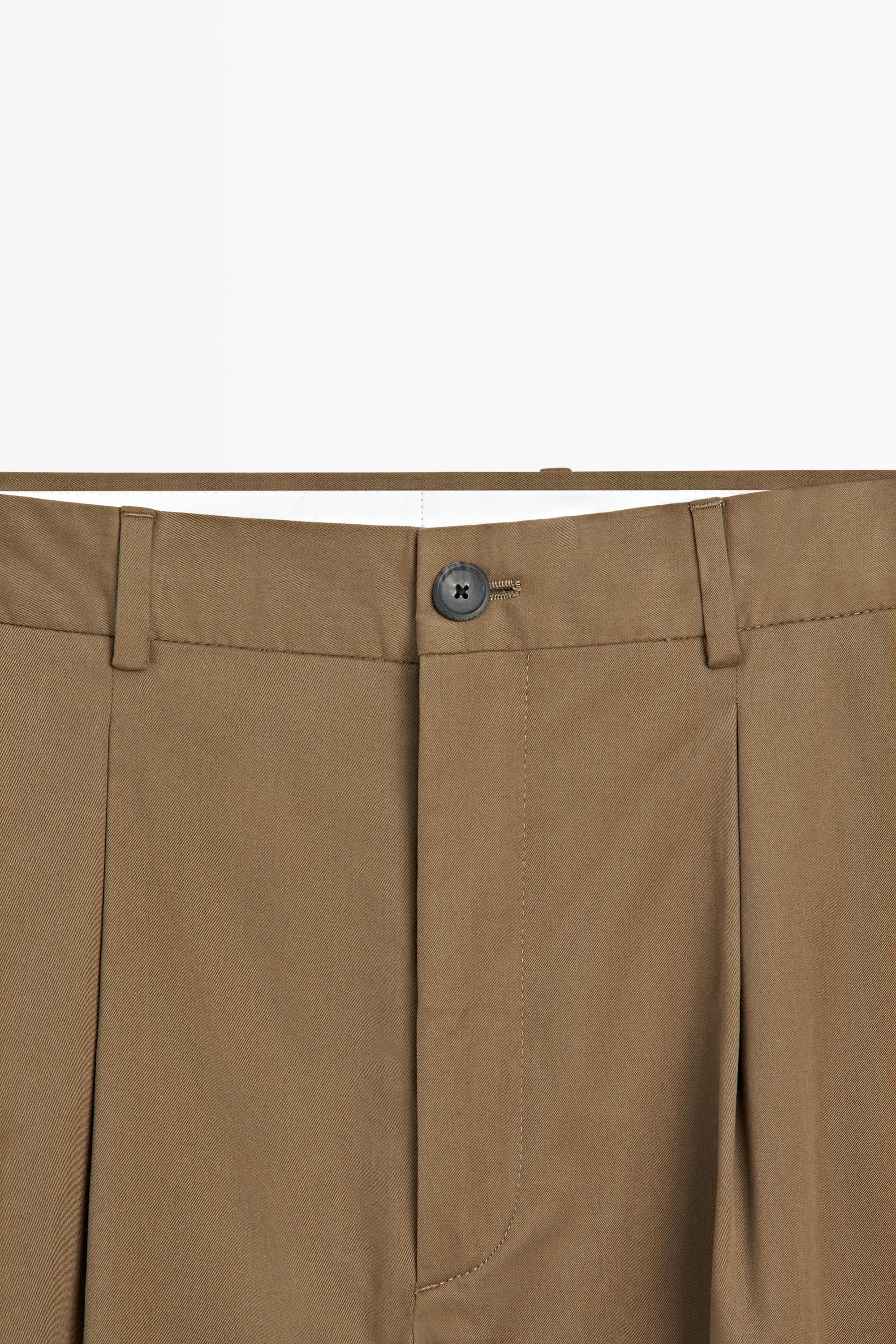 Cotton blend relaxed fit pants — Caramel