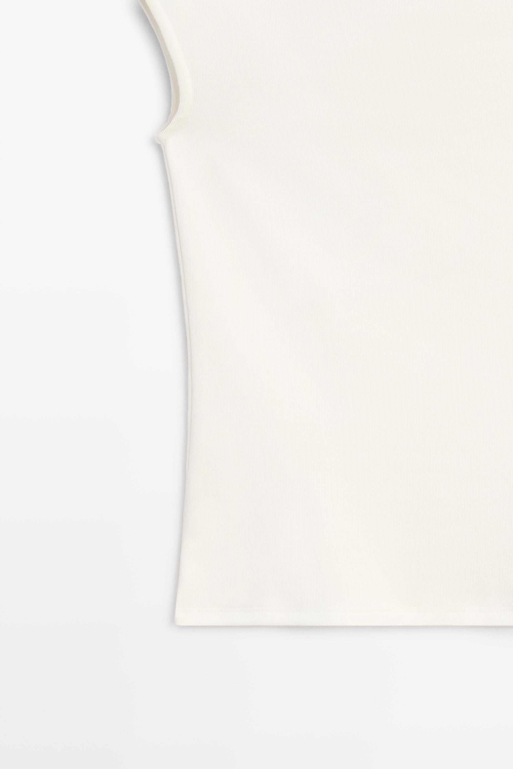 Funnel neck knit top — Off white