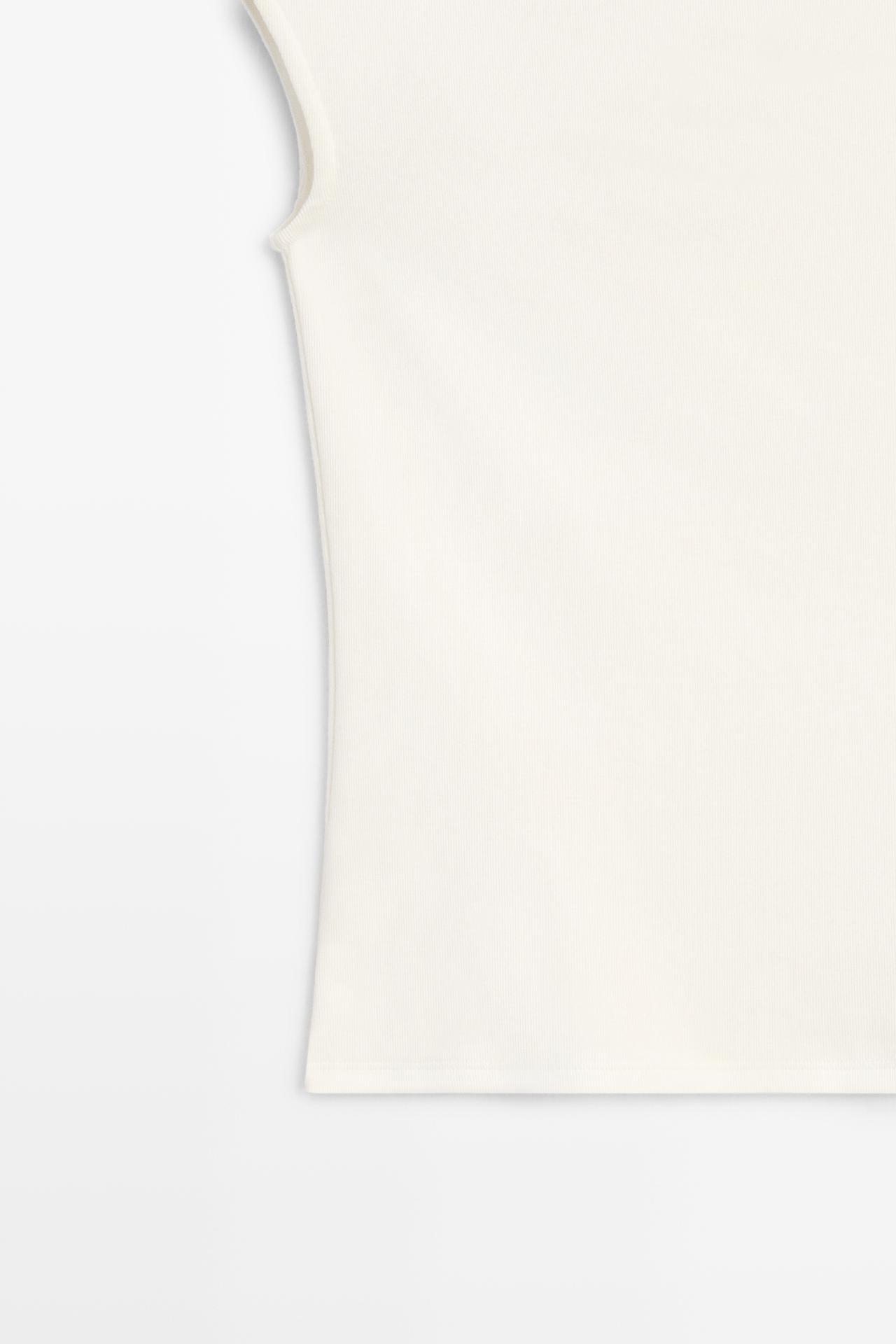 Stretch top with funnel neck — Off white