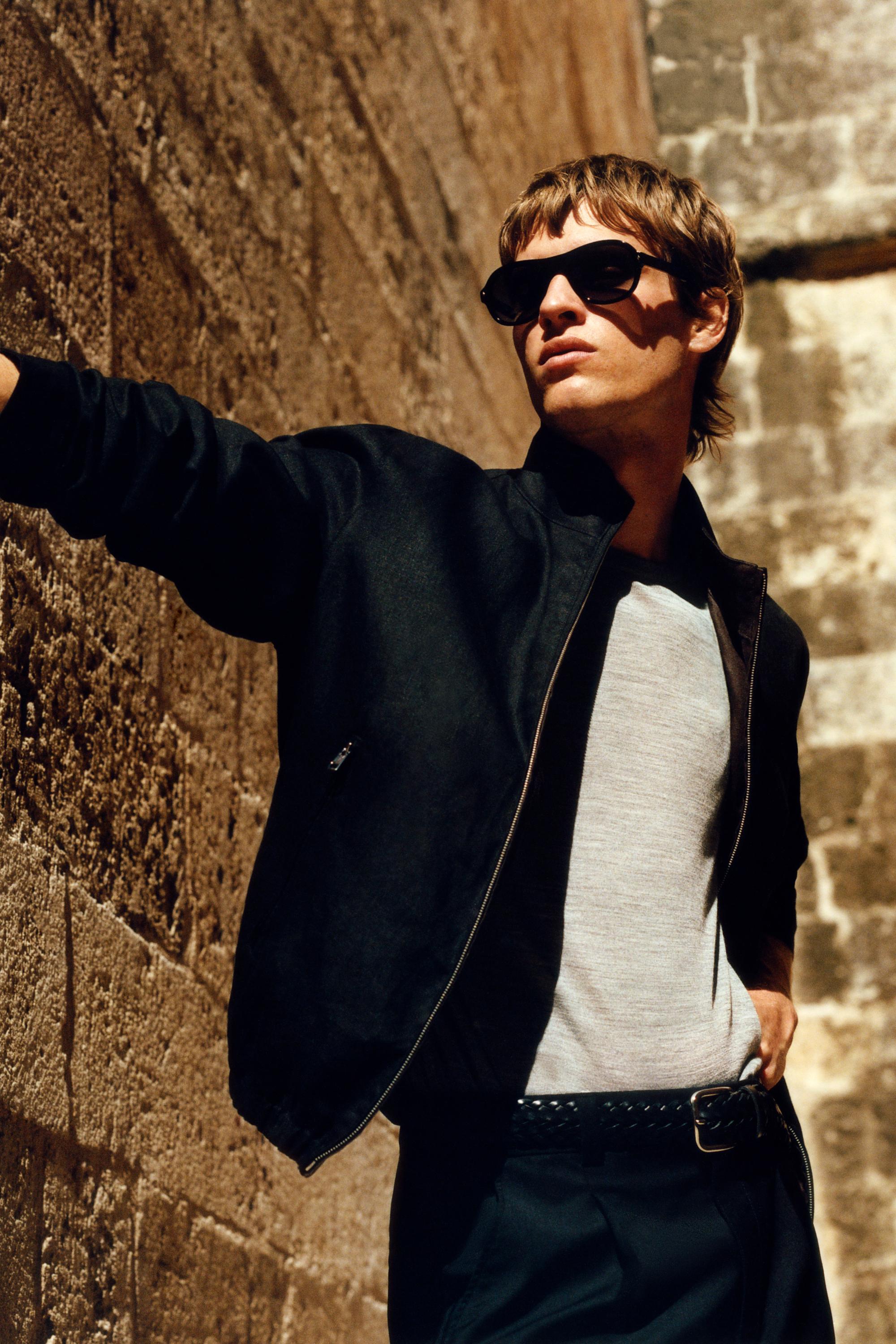 Reversible linen jacket — BLACK
