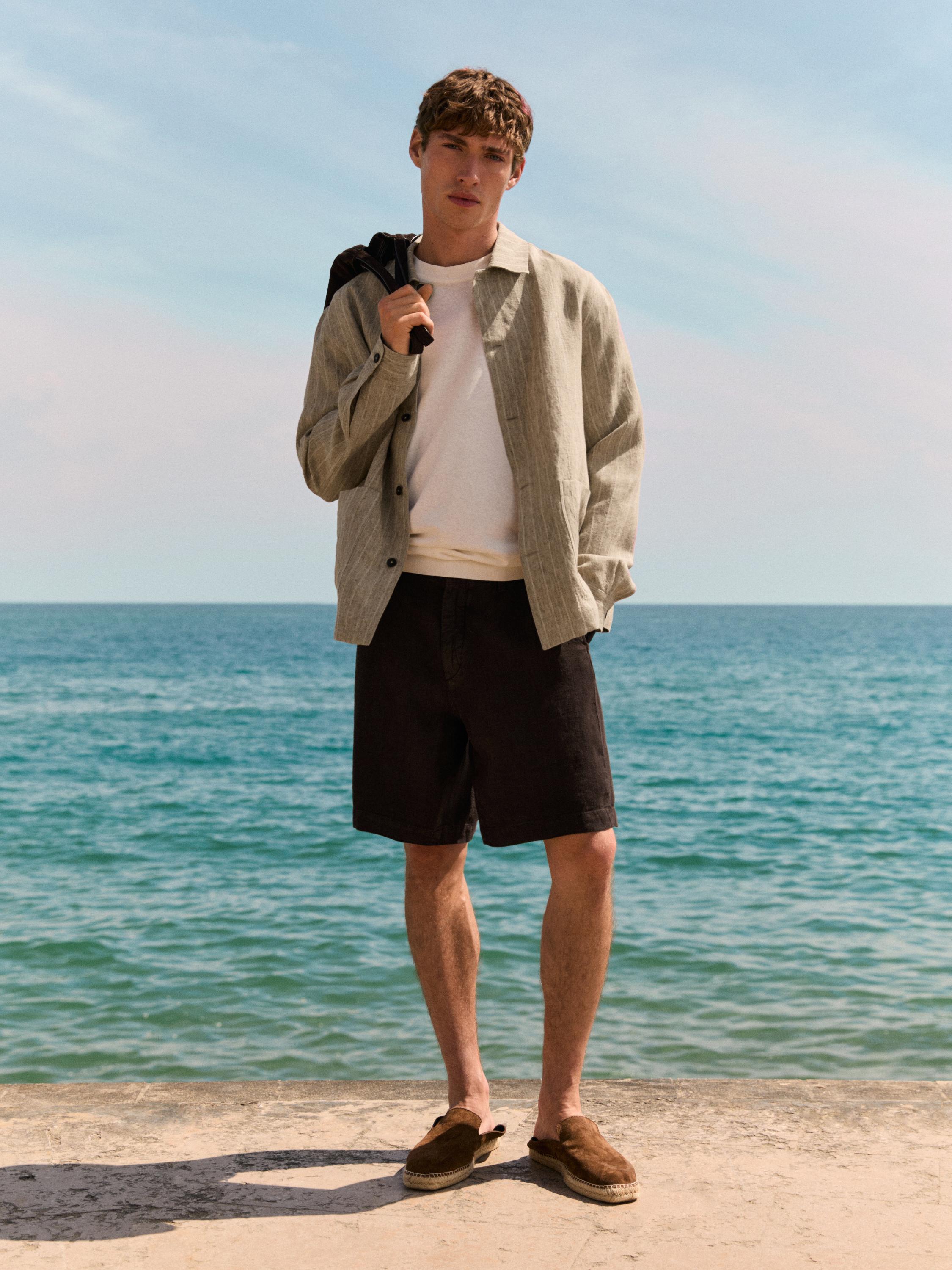 100% linen Bermuda shorts