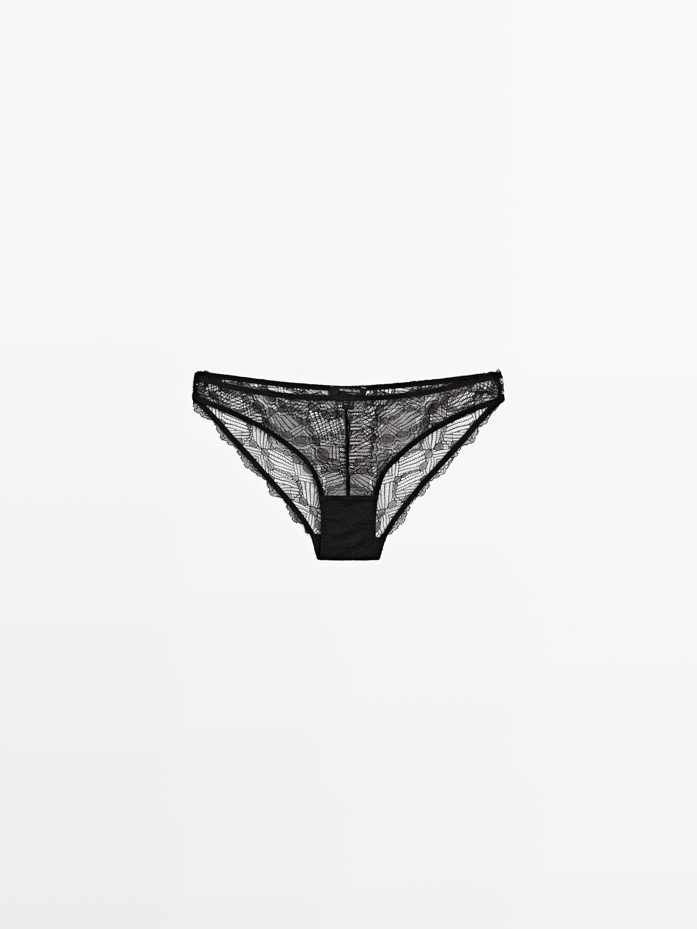 Lace briefs with blonde lace detail — BLACK