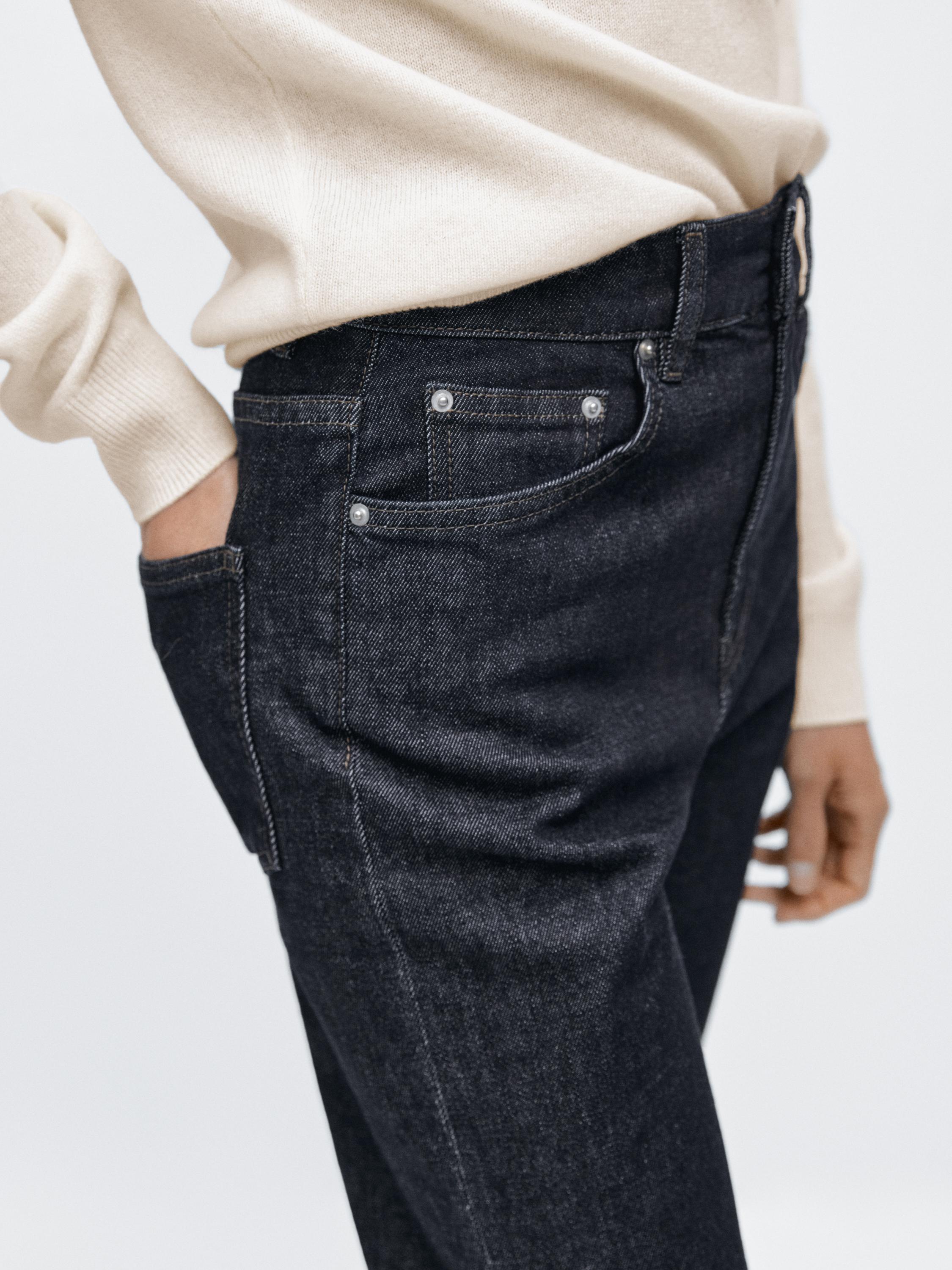 High-waist straight-leg comfort jeans — DARK BLUE