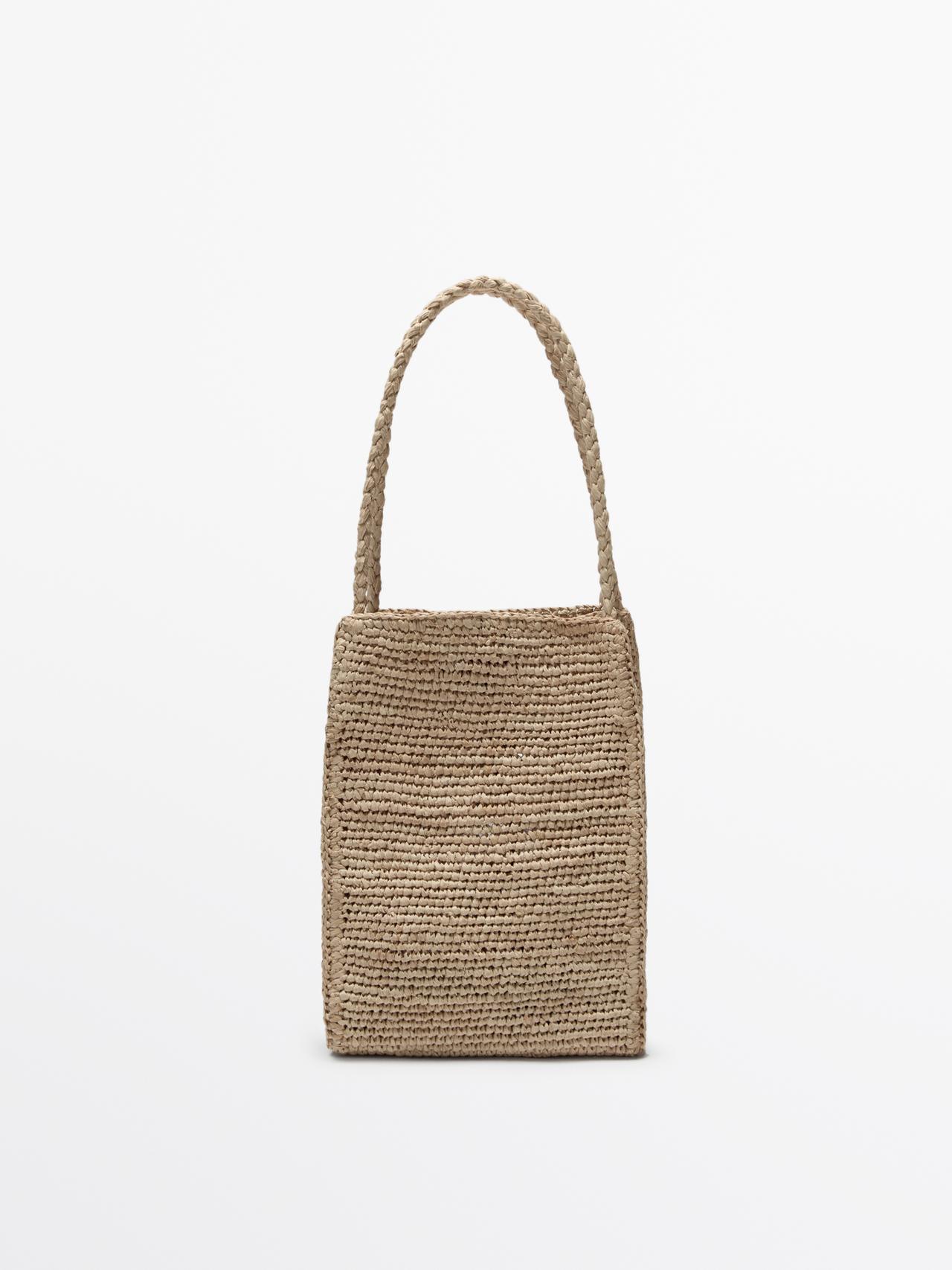 Massimo Dutti - Dame - Naturfarvet Bucketbag I Rafiabast - Beige - 01