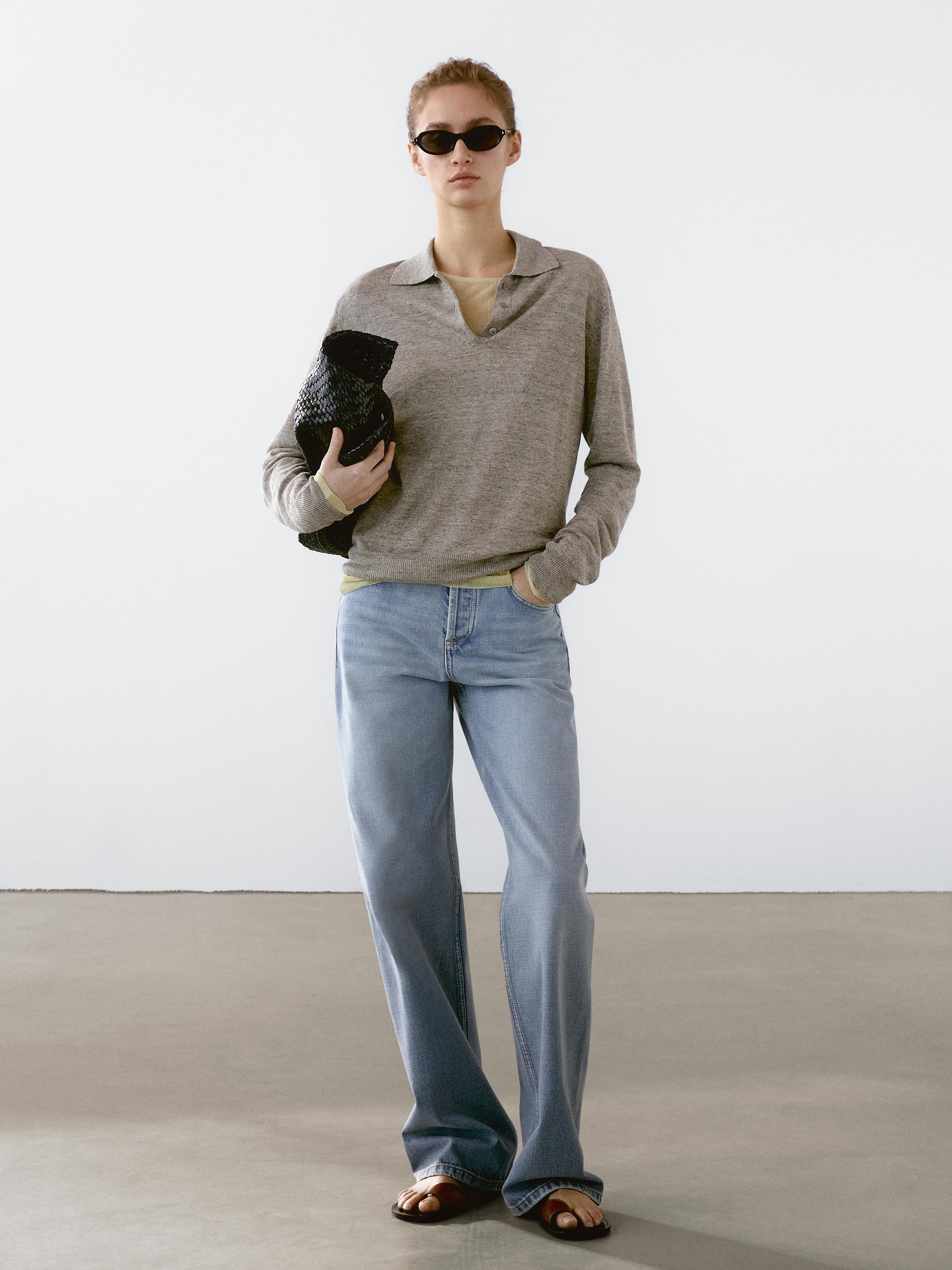 100% linen melange knit sweater