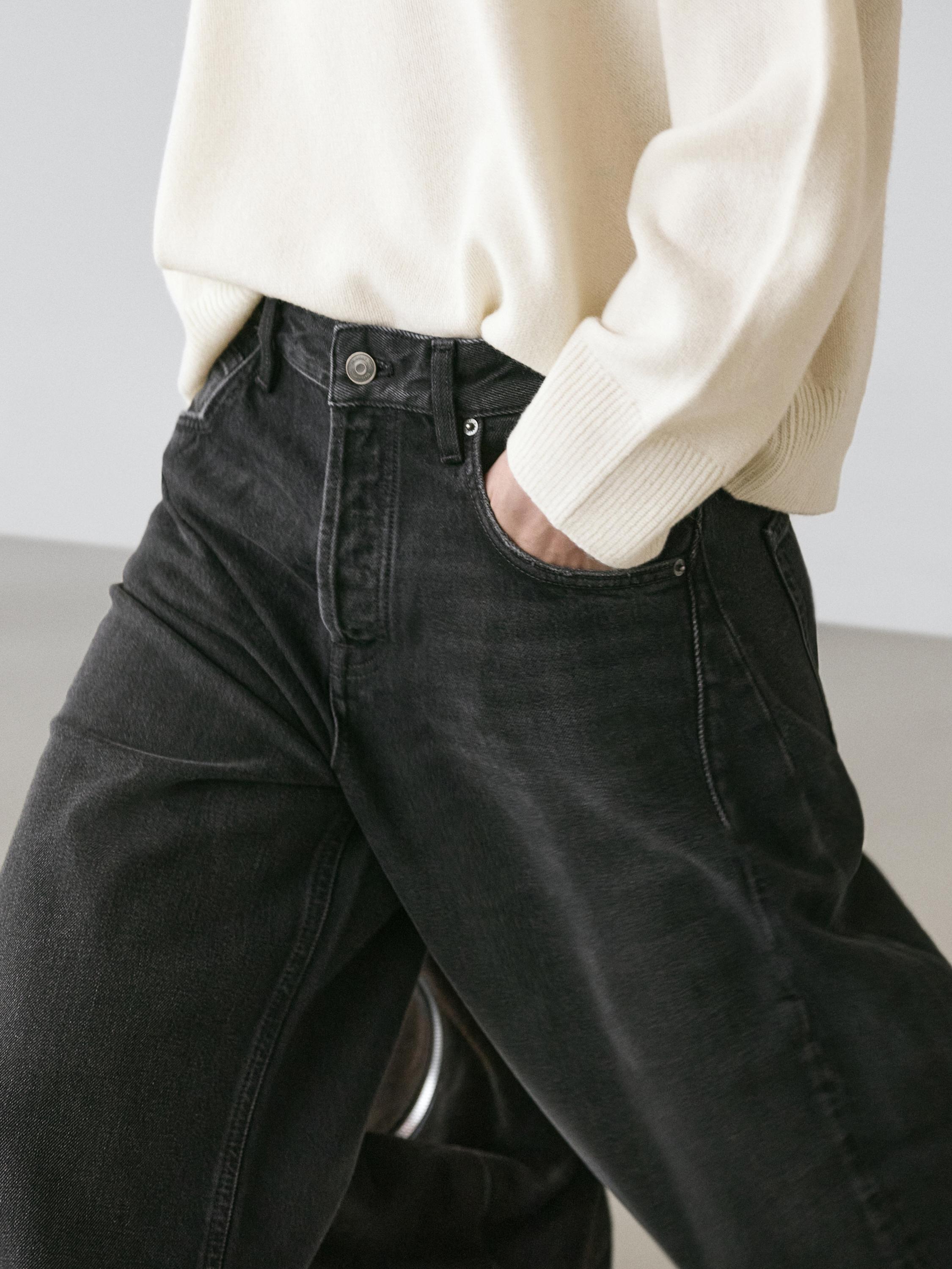 Mid-rise balloon fit jeans — BLACK