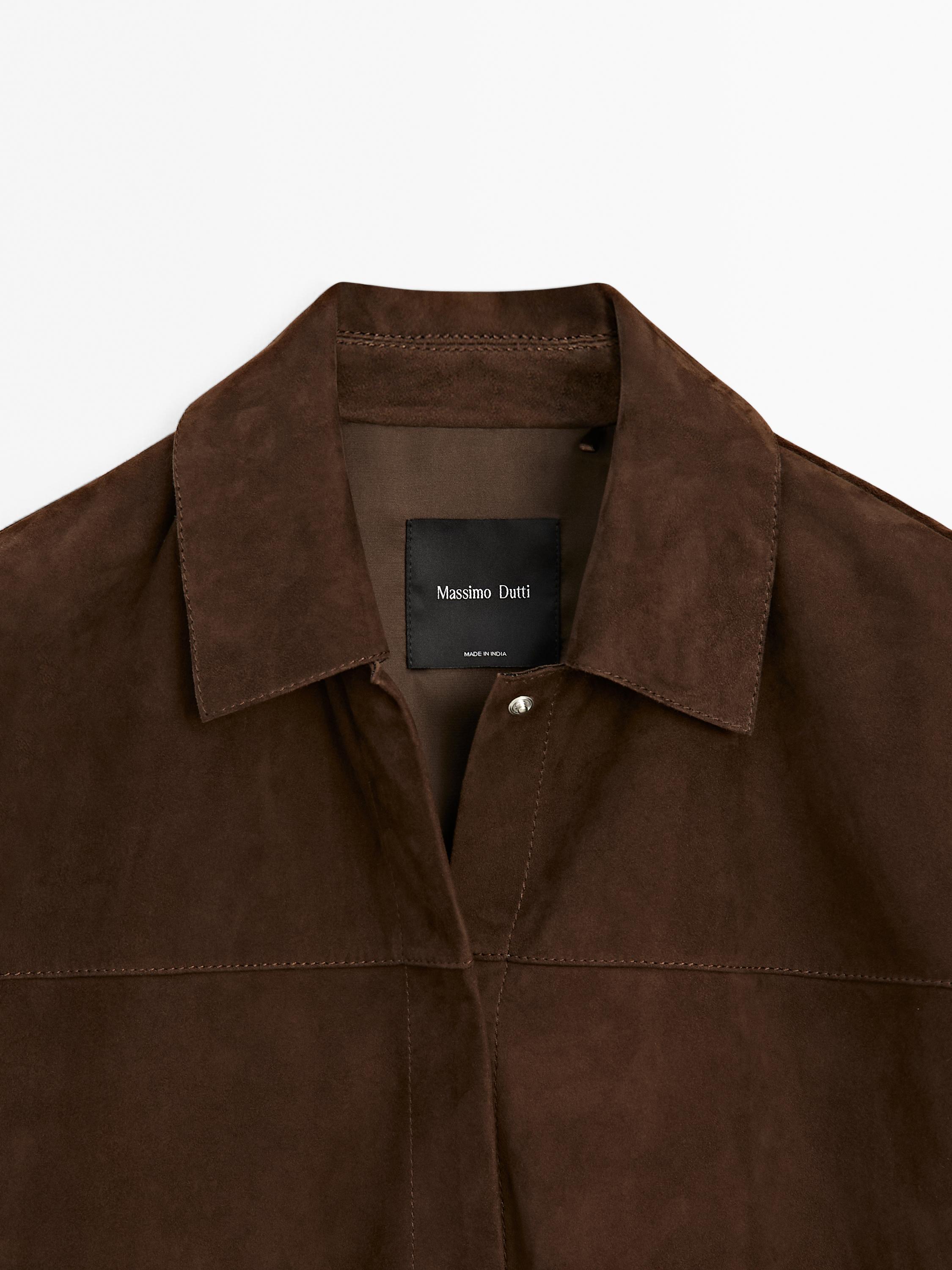 Suede leather overshirt