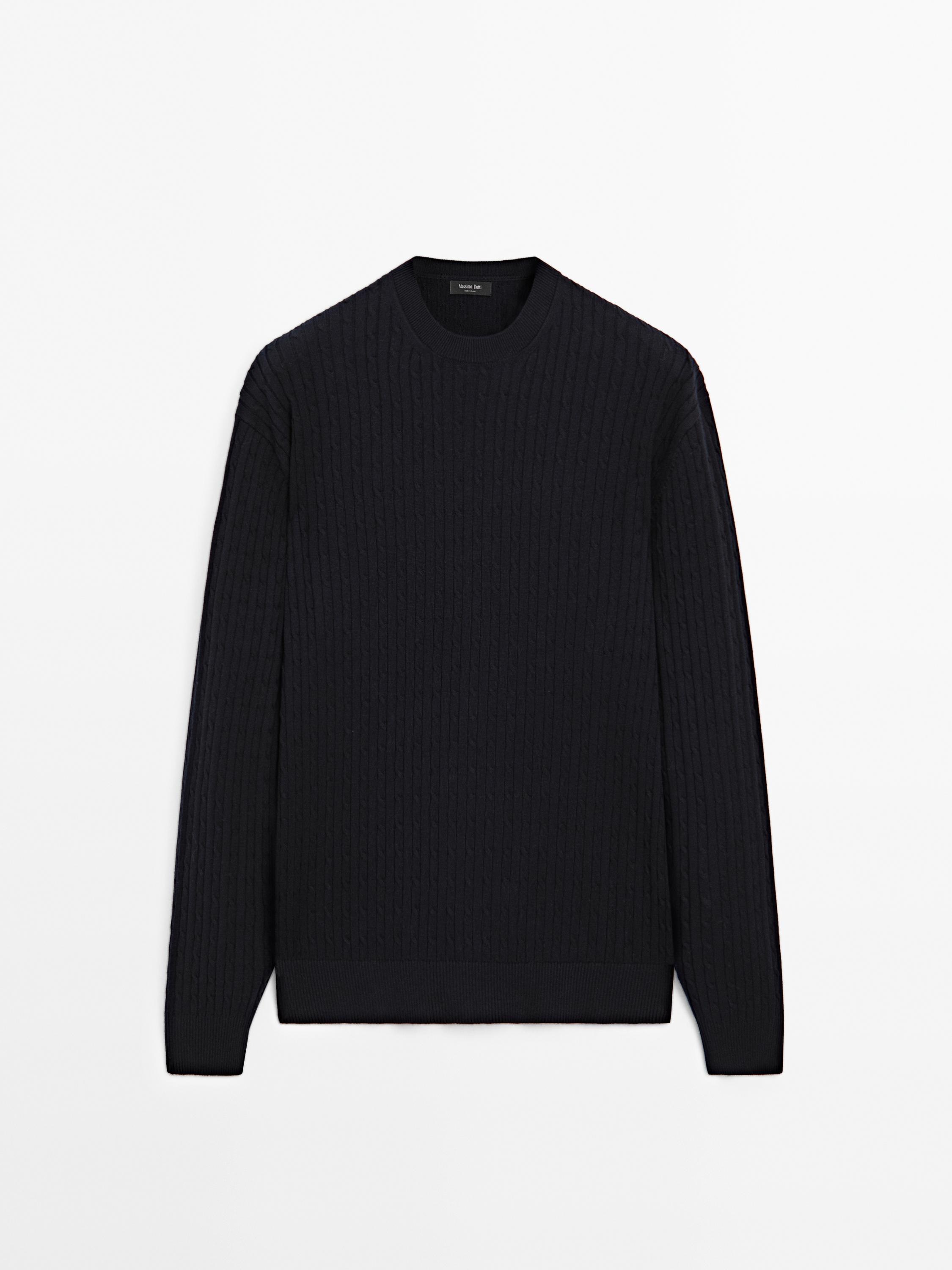 Cotton blend cable-knit sweater
