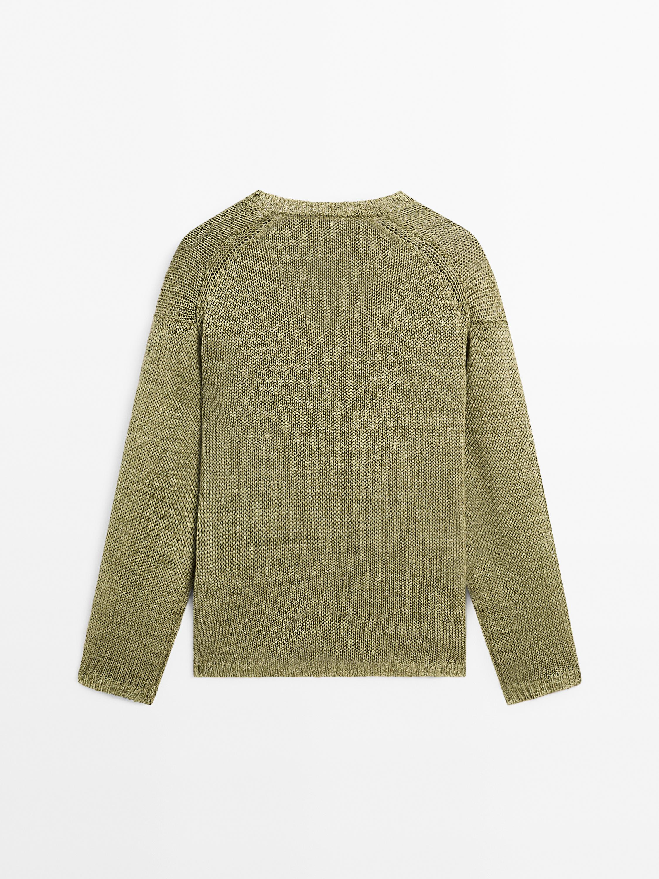 100% linen cutwork sweater