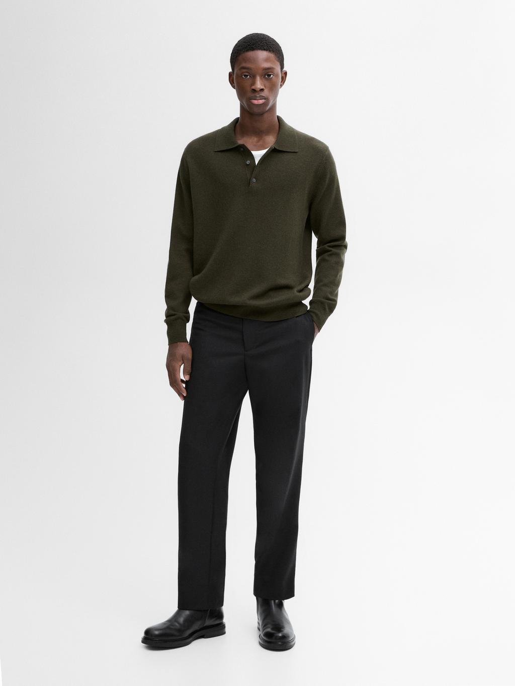 Wool blend polo collar sweater · Khaki, Black · Sweaters And Cardigans ...