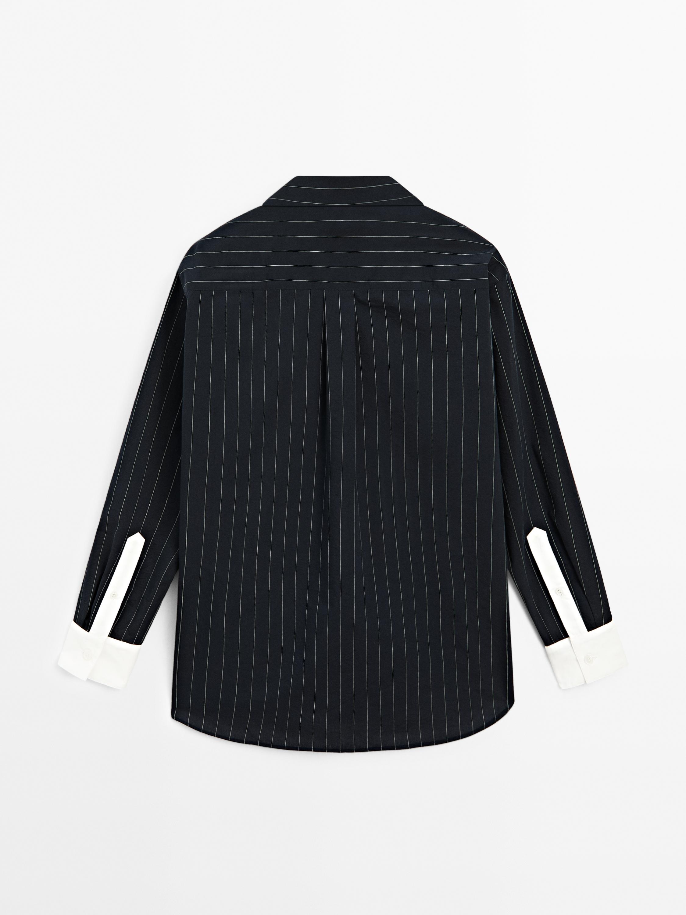 Striped shirt with contrast detail