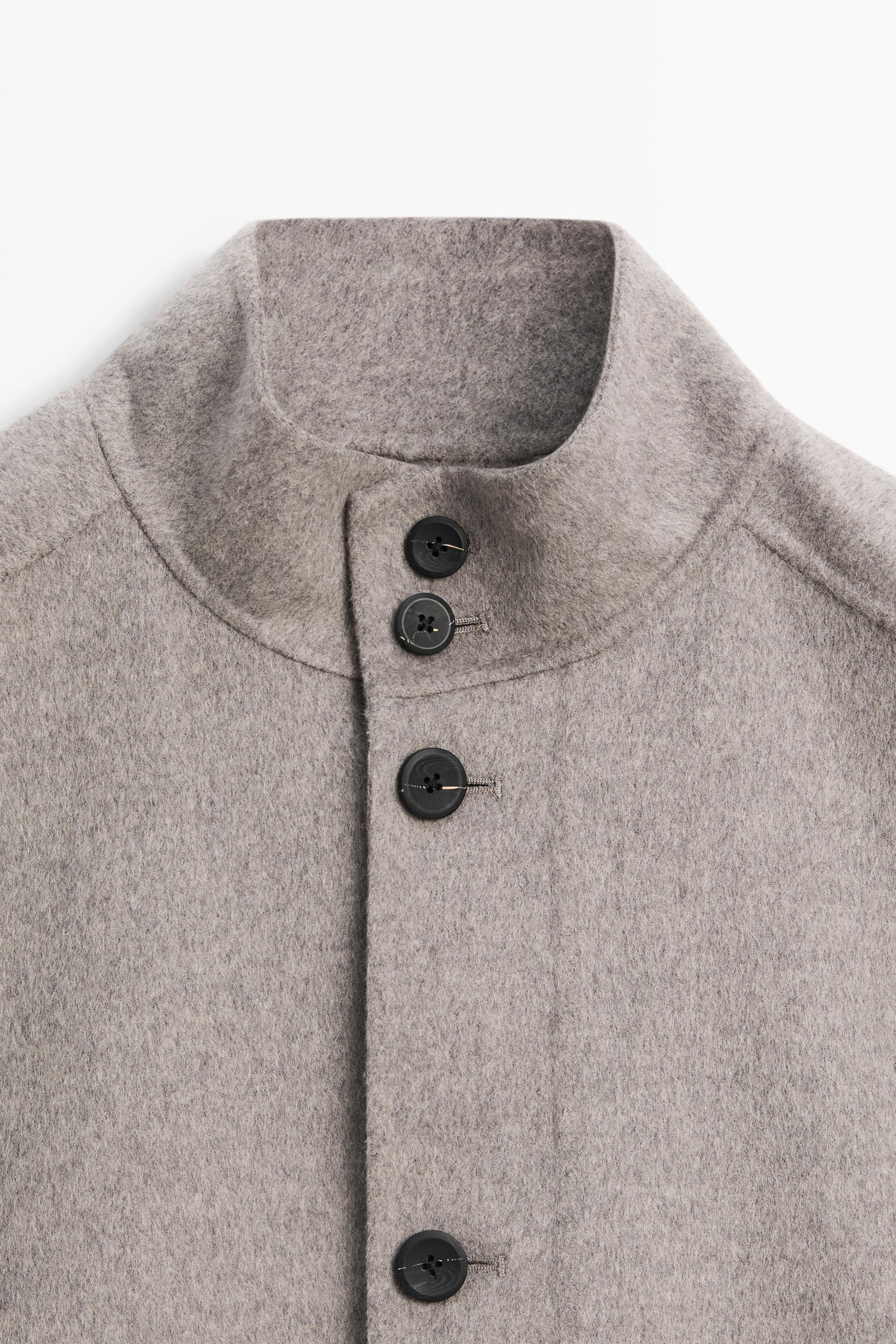 Wool blend high neck double fabric jacket — MINK