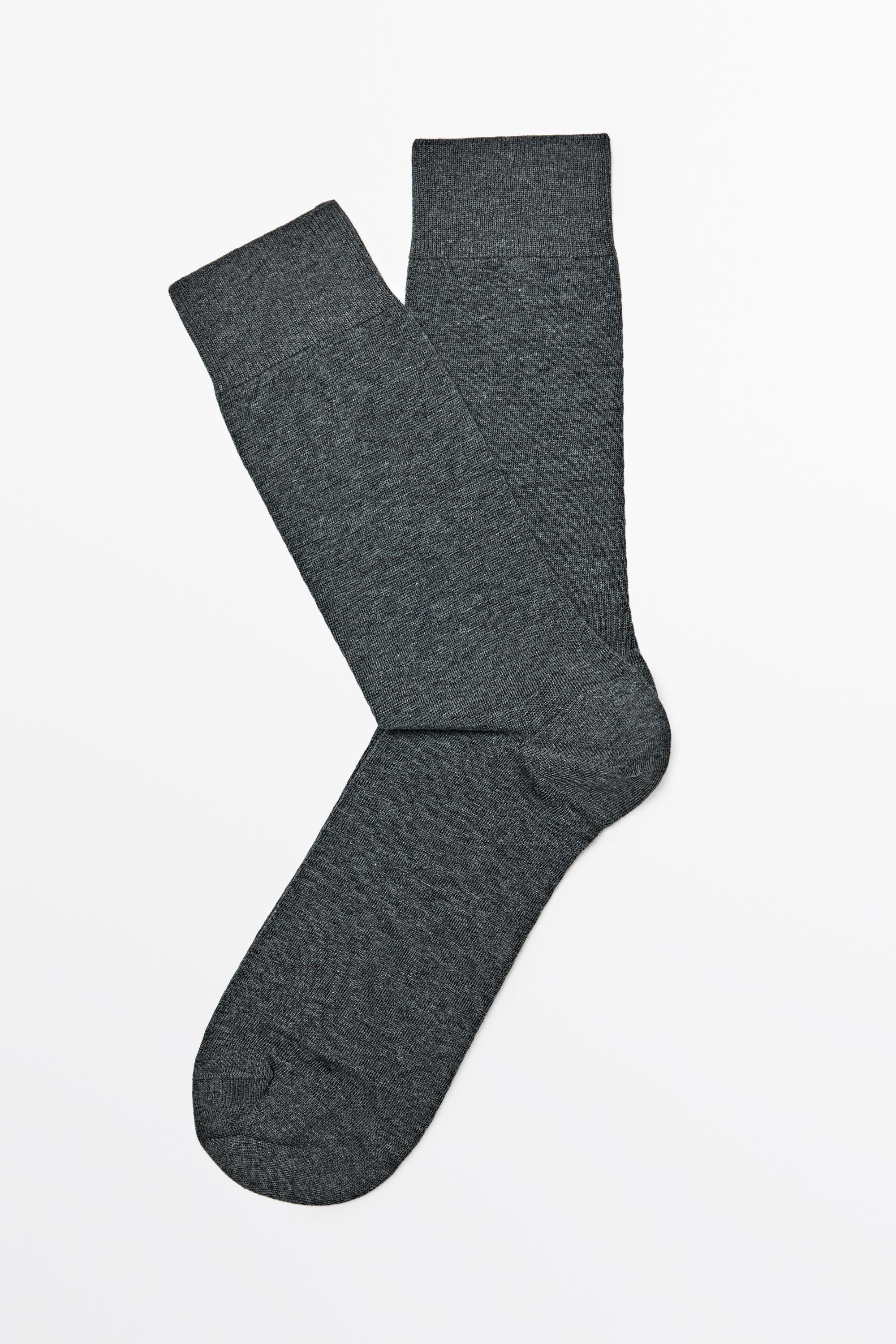 Plain cotton blend knit socks — GREY