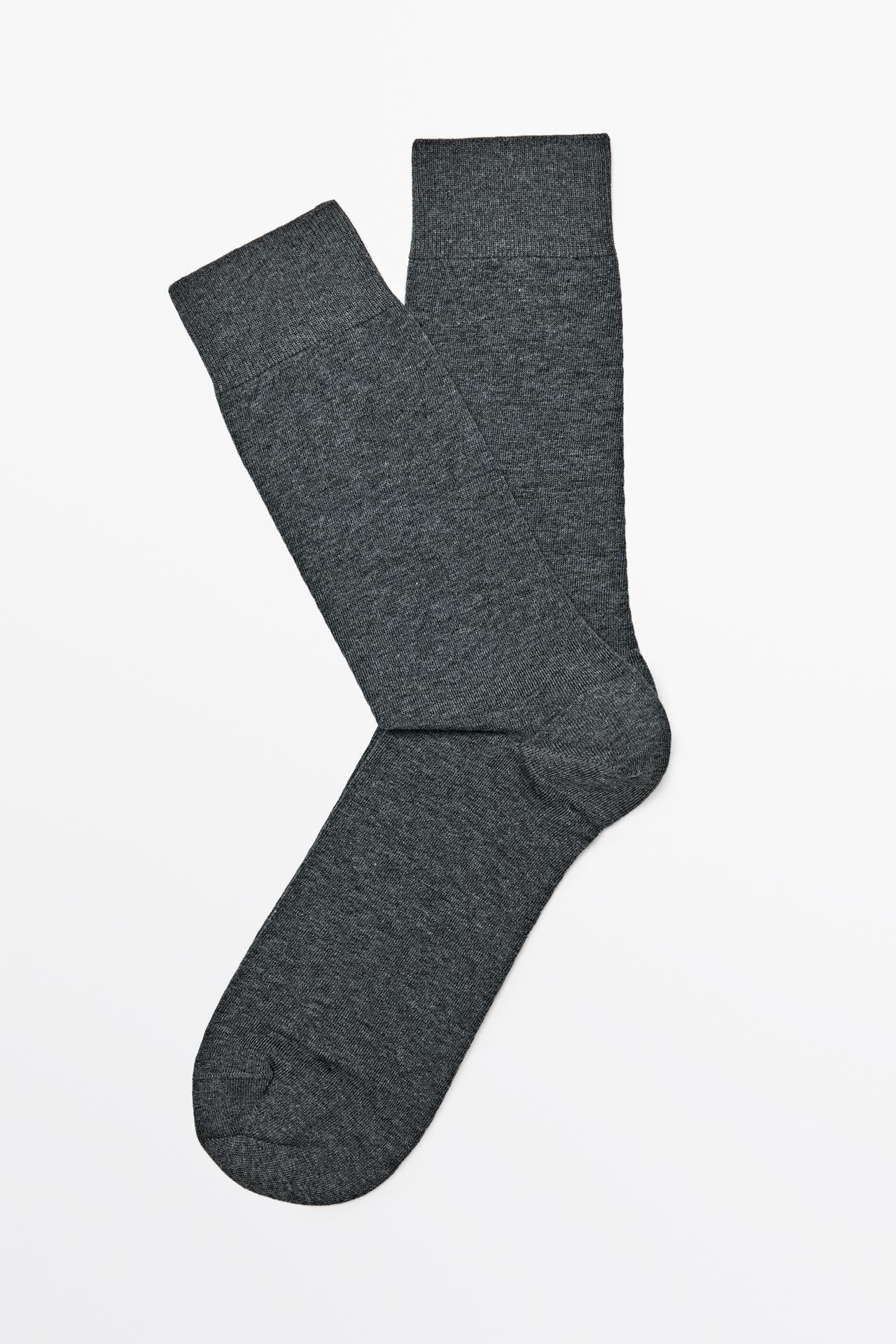 Plain cotton blend knit socks — GREY