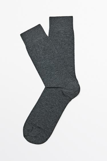Plain cotton blend knit socks — GREY 2