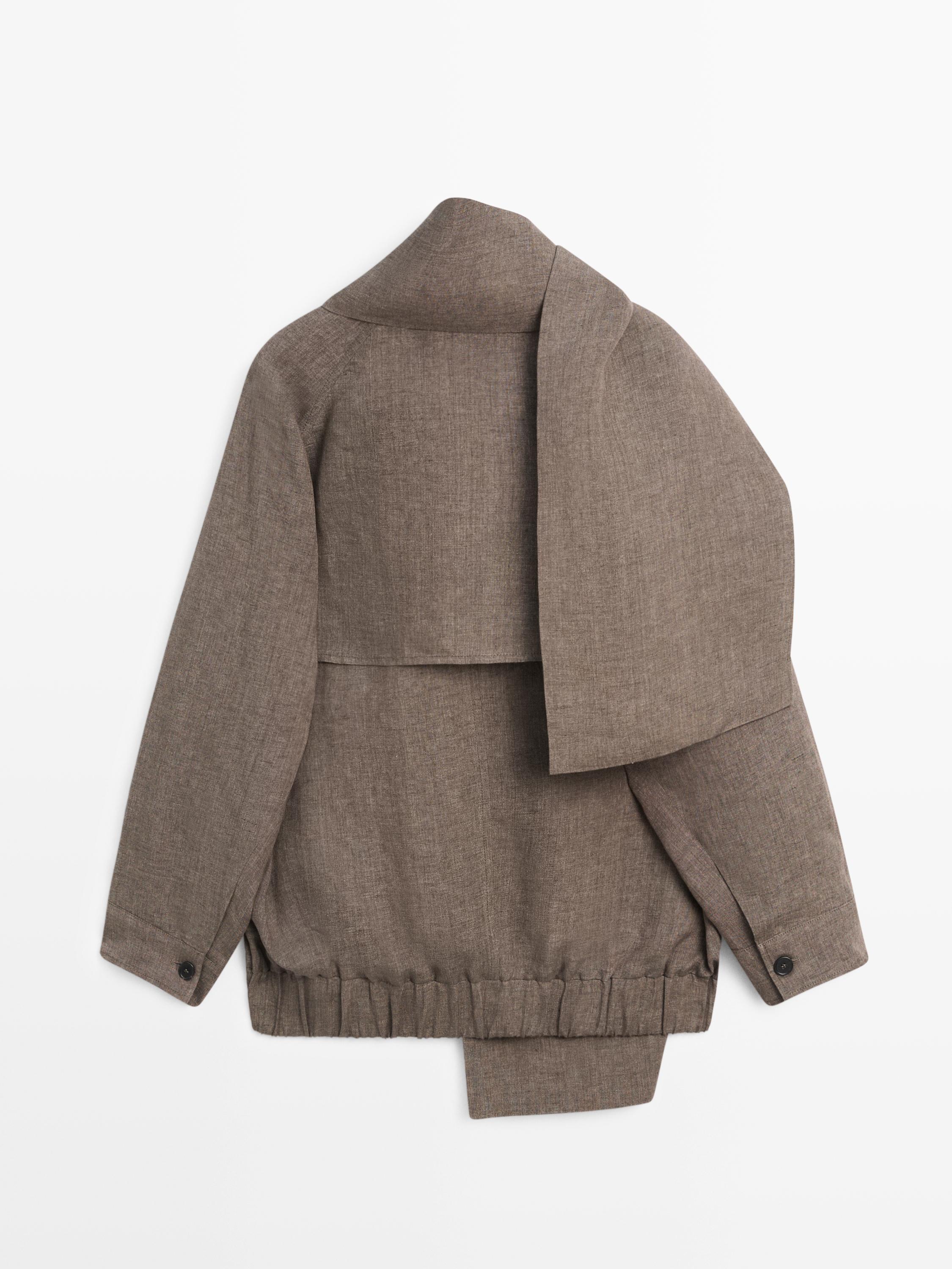 Mélange foulard linen bomber jacket