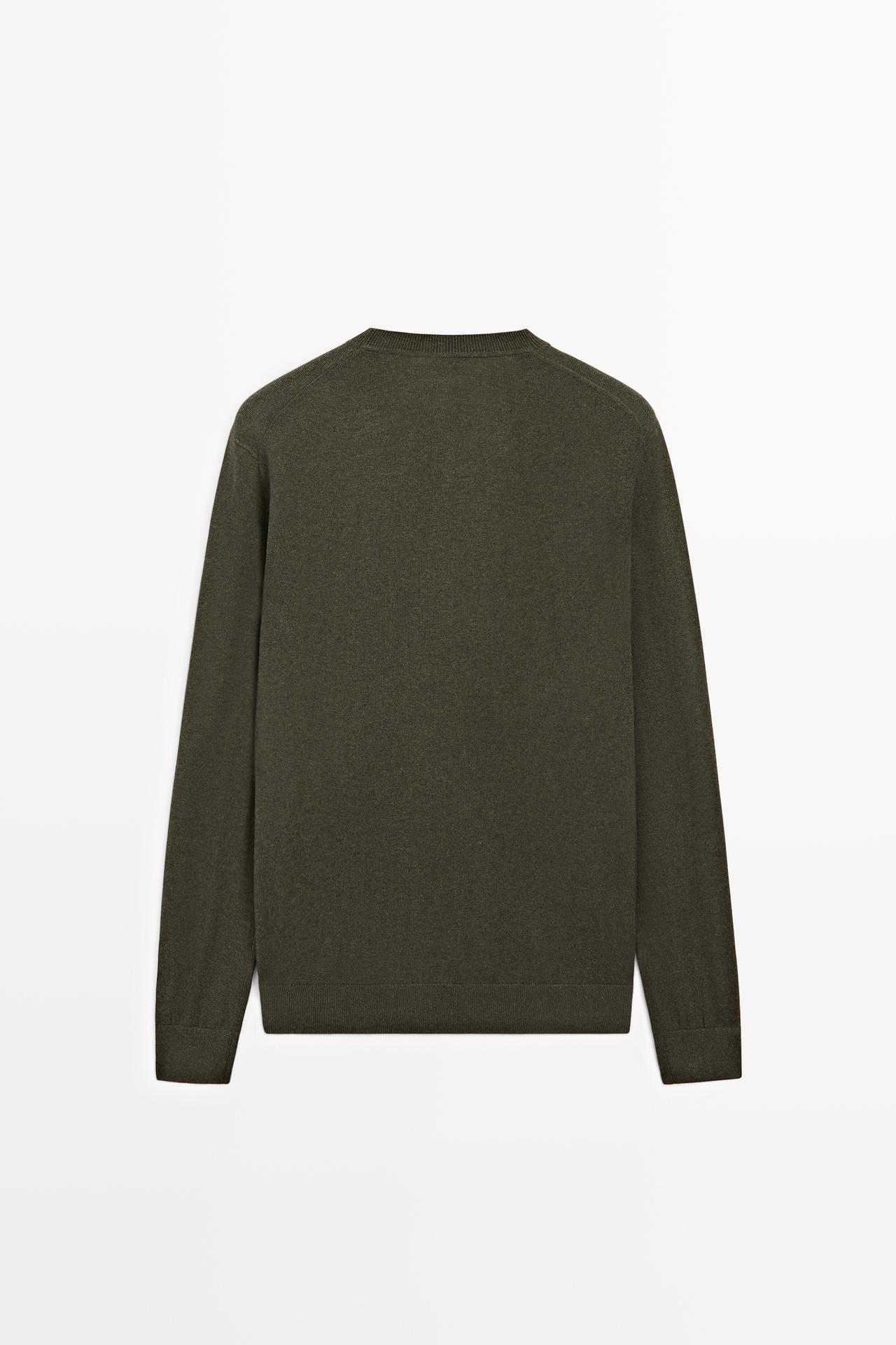 Cotton blend knit sweater — GREEN
