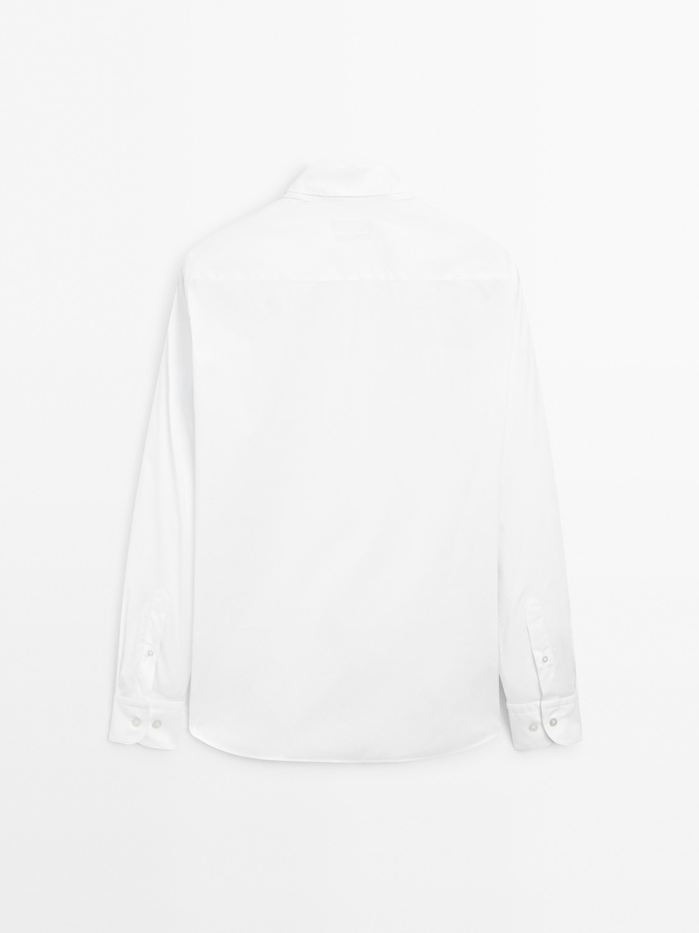 Slim fit stretch cotton blend shirt
