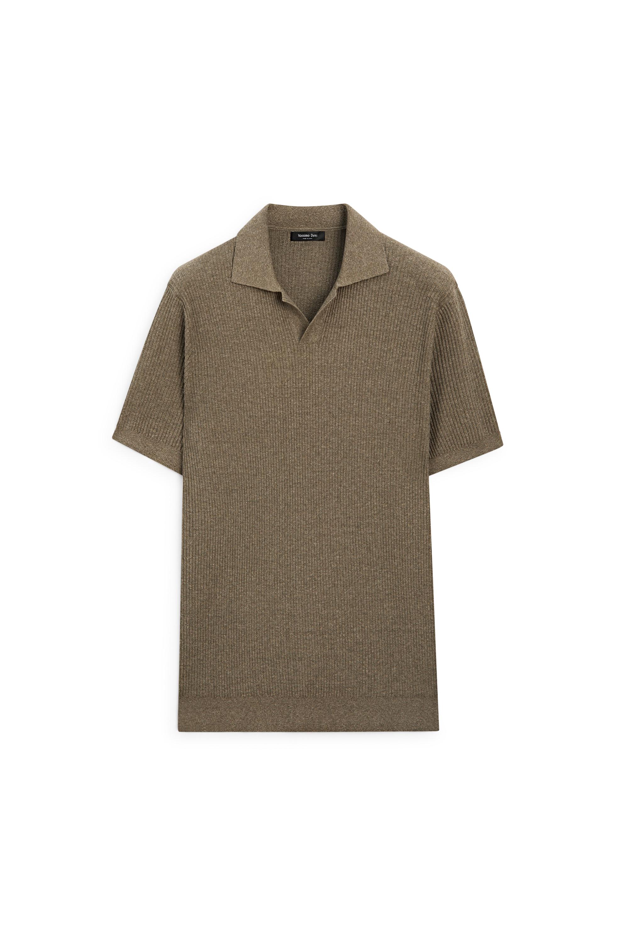 Cotton blend knit polo shirt — DARK OLIVE GREEN