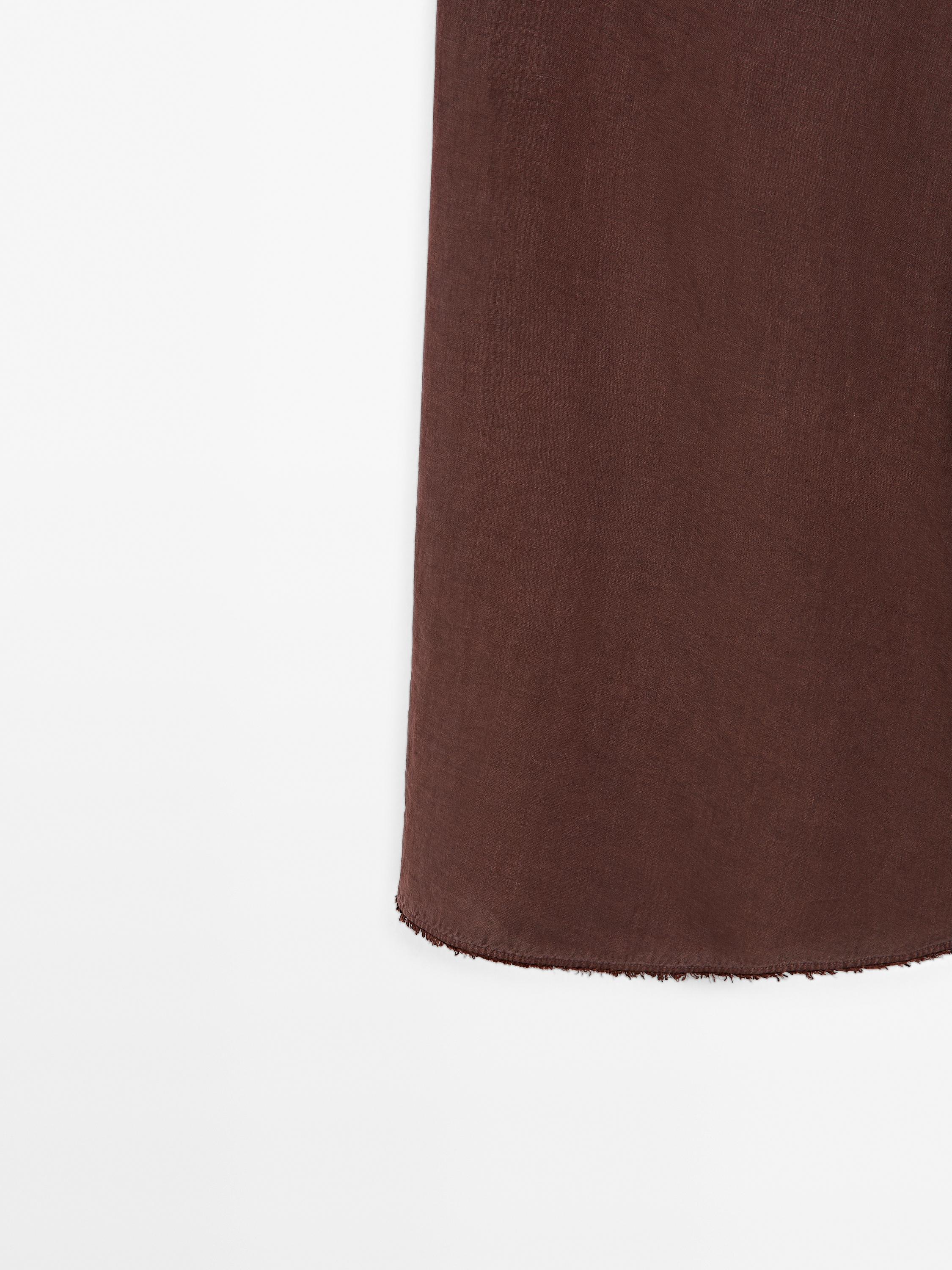 Linen pareo skirt with buckle detail