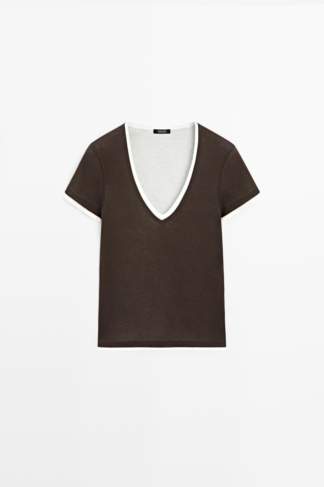 100% cotton double-layer short sleeve T-shirt — BROWN