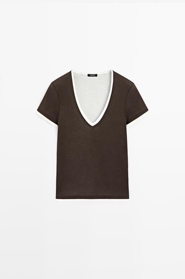 100% cotton double-layer short sleeve T-shirt — BROWN 2