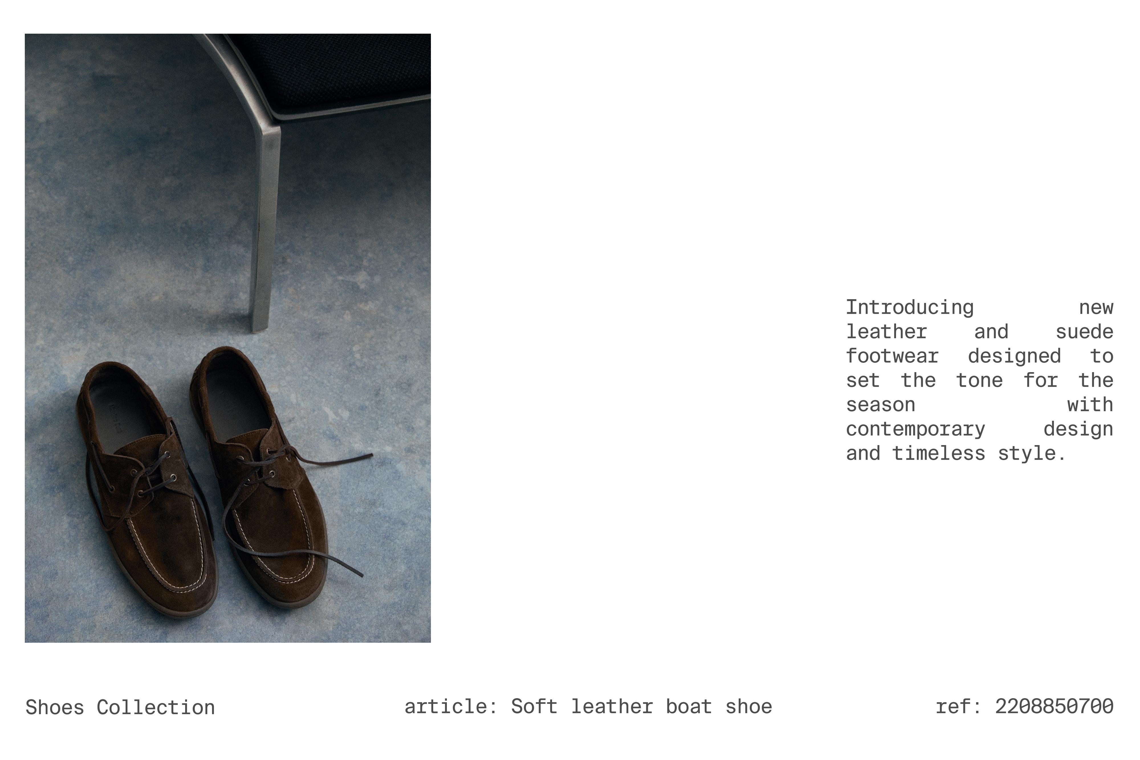 Soft leather boat shoe — BROWN