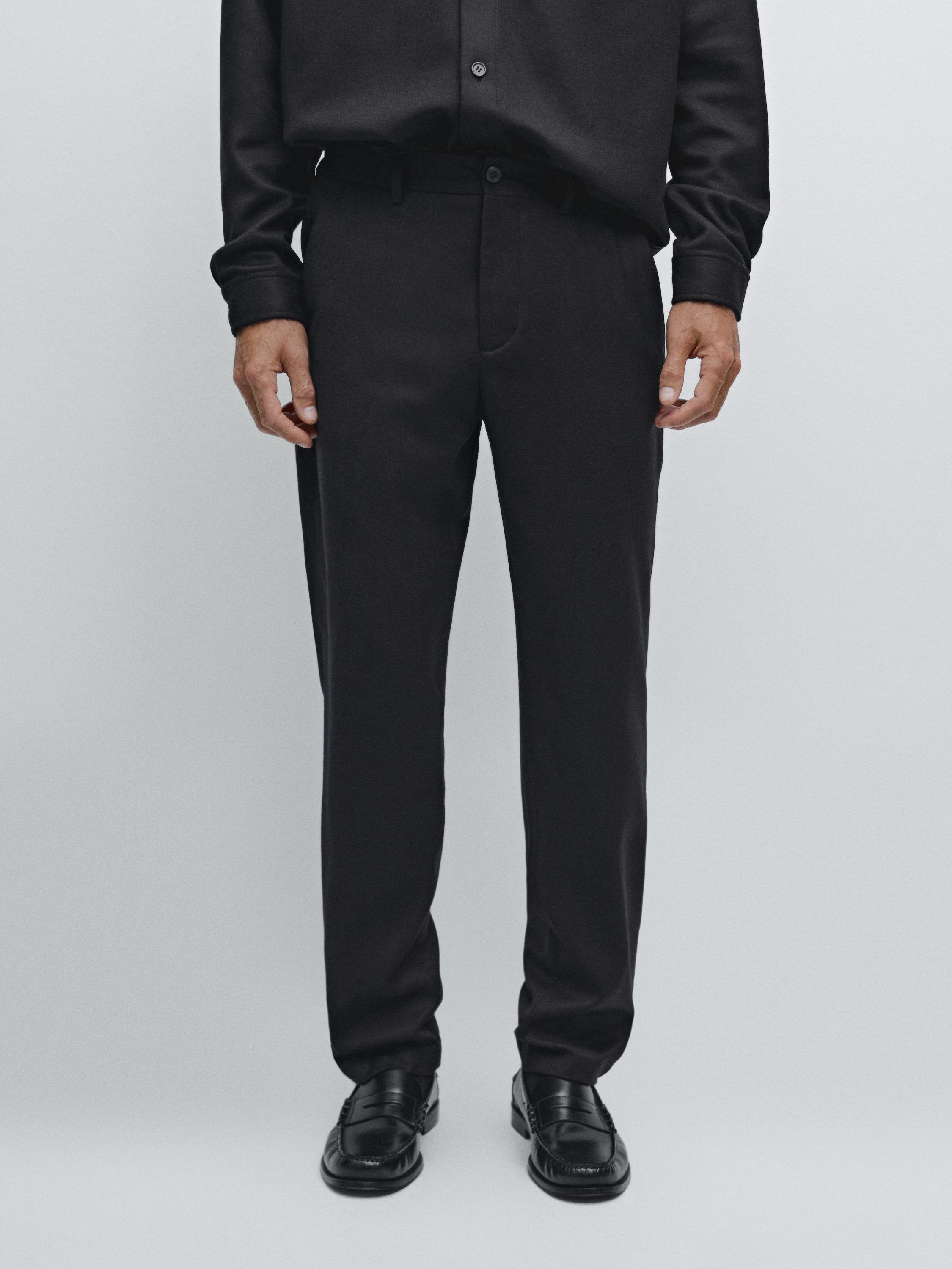 100% wool flannel trousers with elasticated side