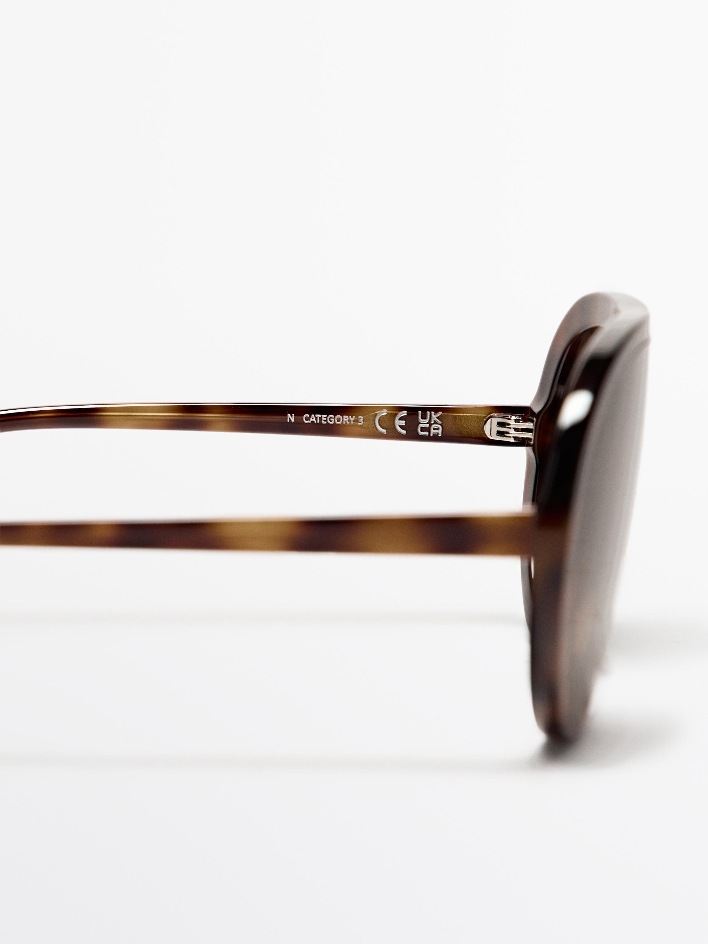 Tortoiseshell-effect aviator sunglasses — BROWN