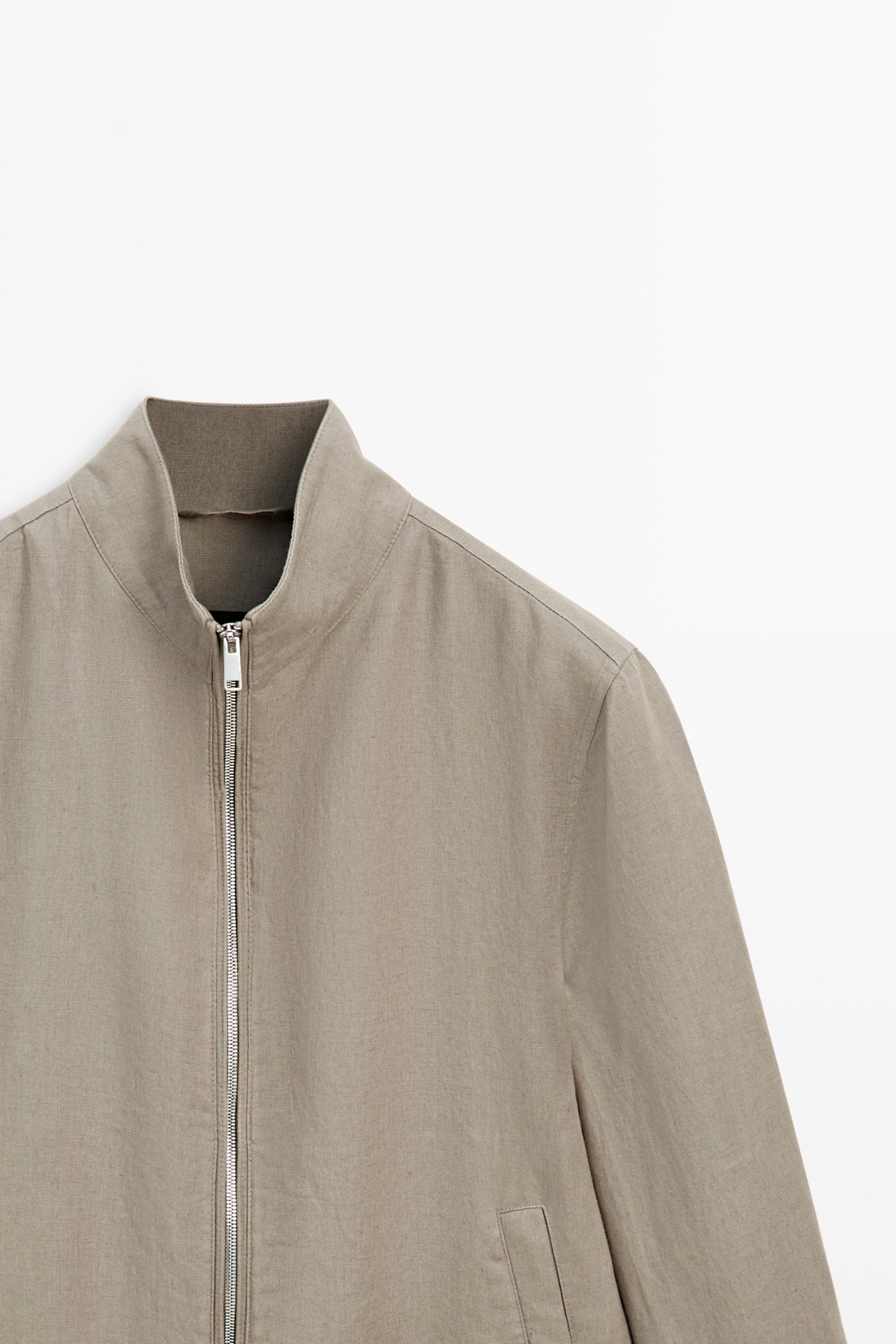 Linen bomber jacket — BEIGE