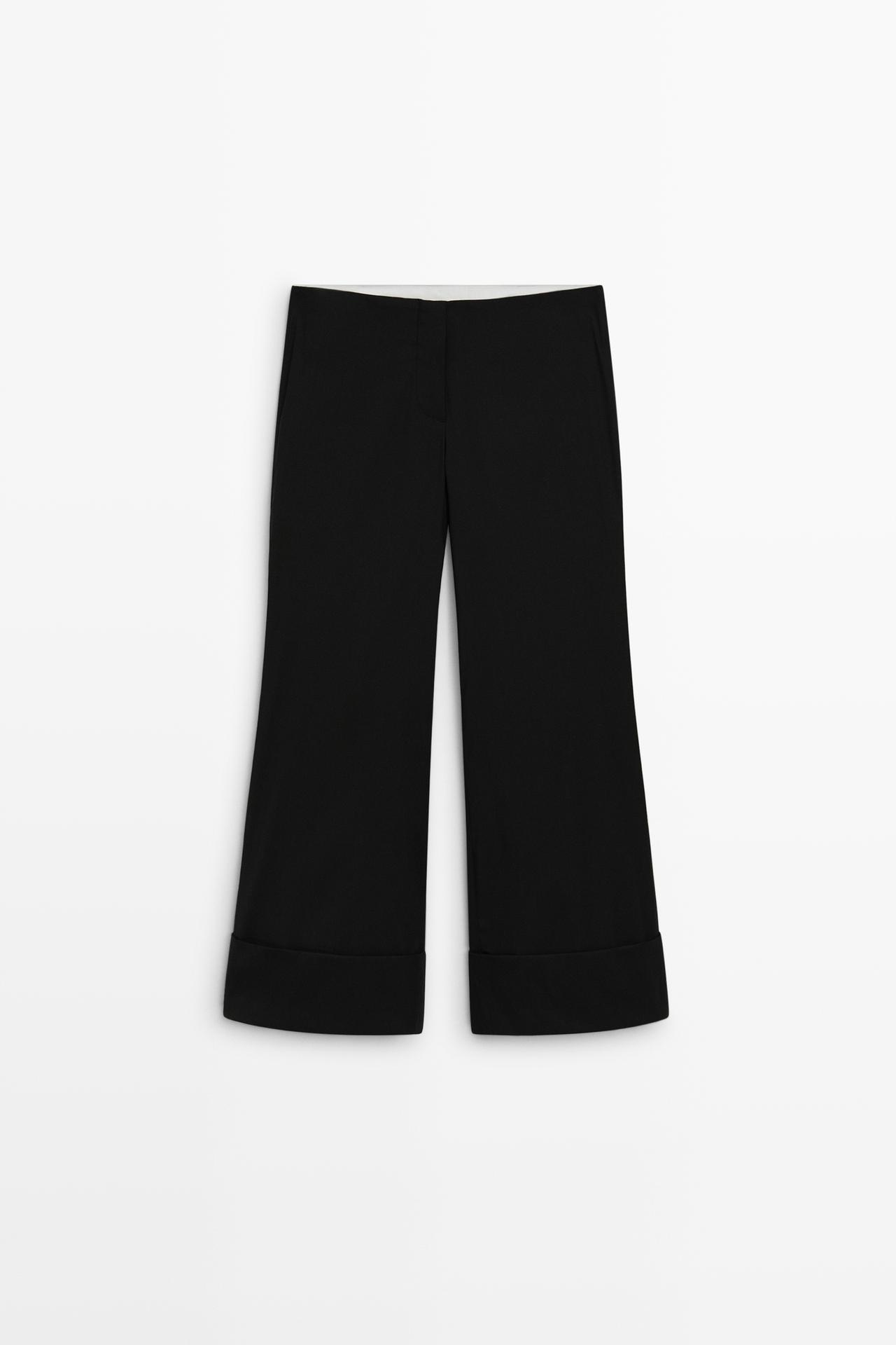 Flare fit pants with hem detail — BLACK