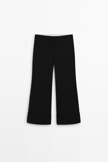 Flare fit pants with hem detail — BLACK 2