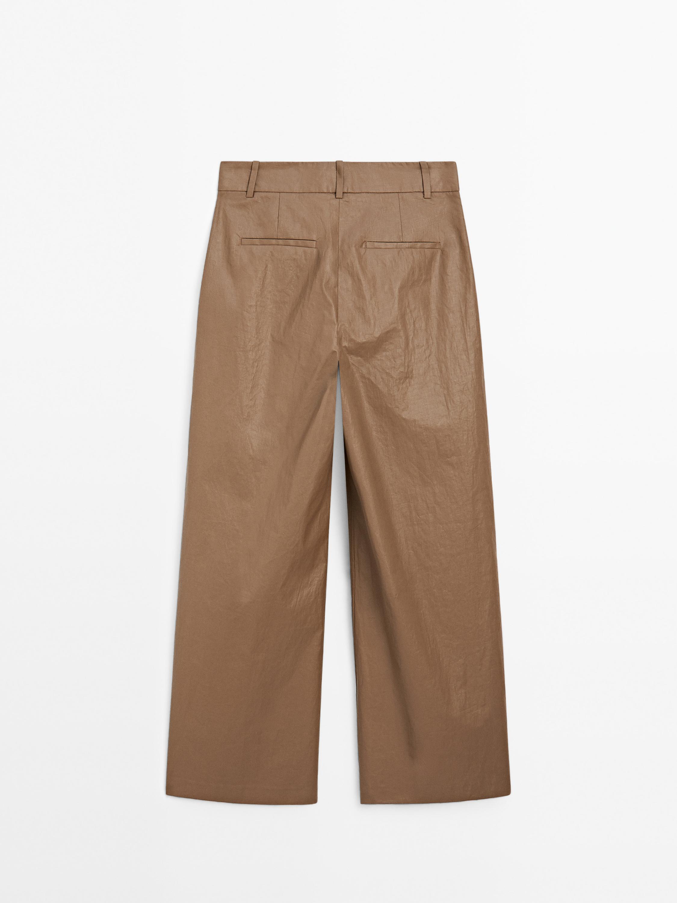 Linen blend wide-leg trousers with darts - Studio