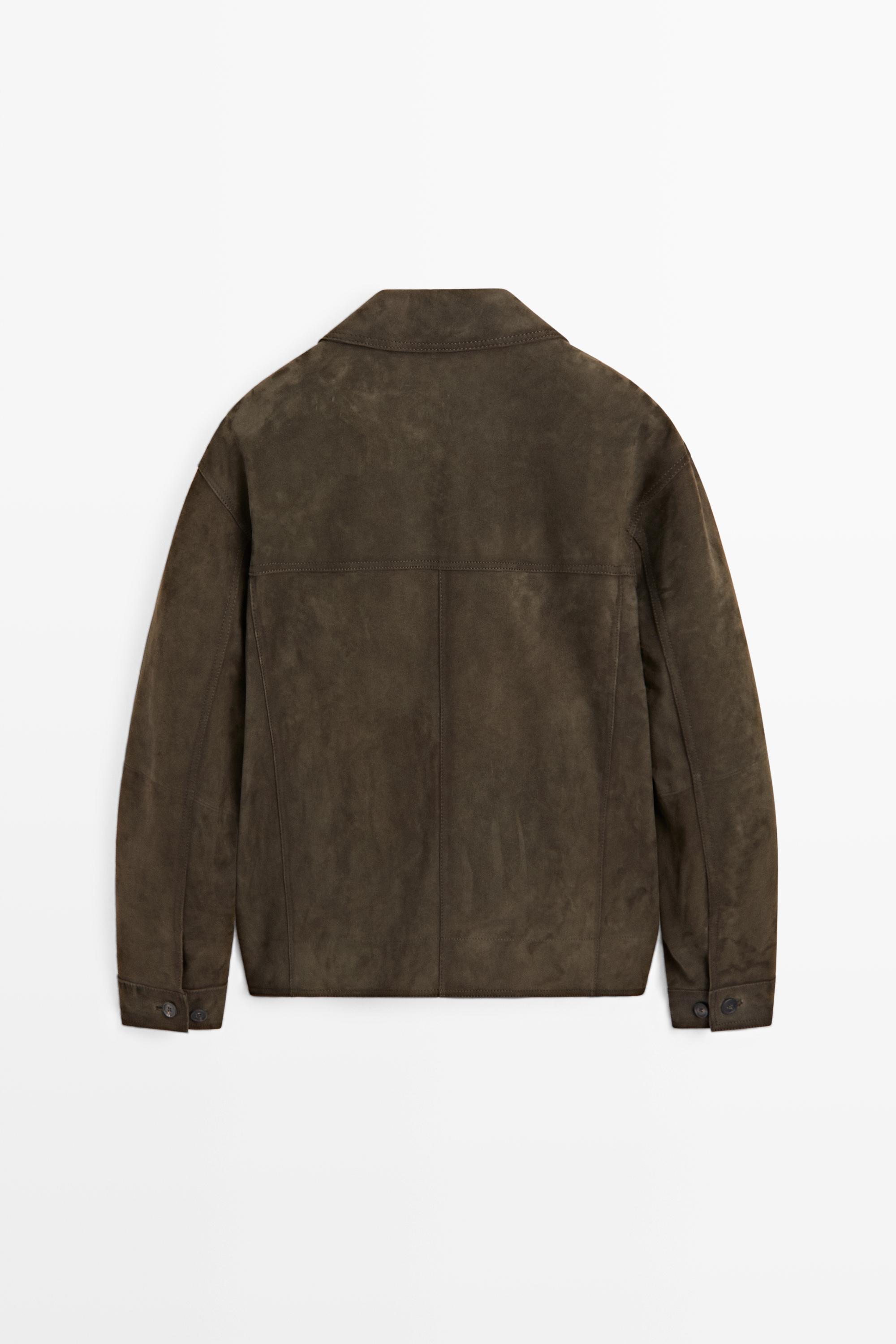 Massimo Dutti Süet deri relaxed fit ceket görsel 6